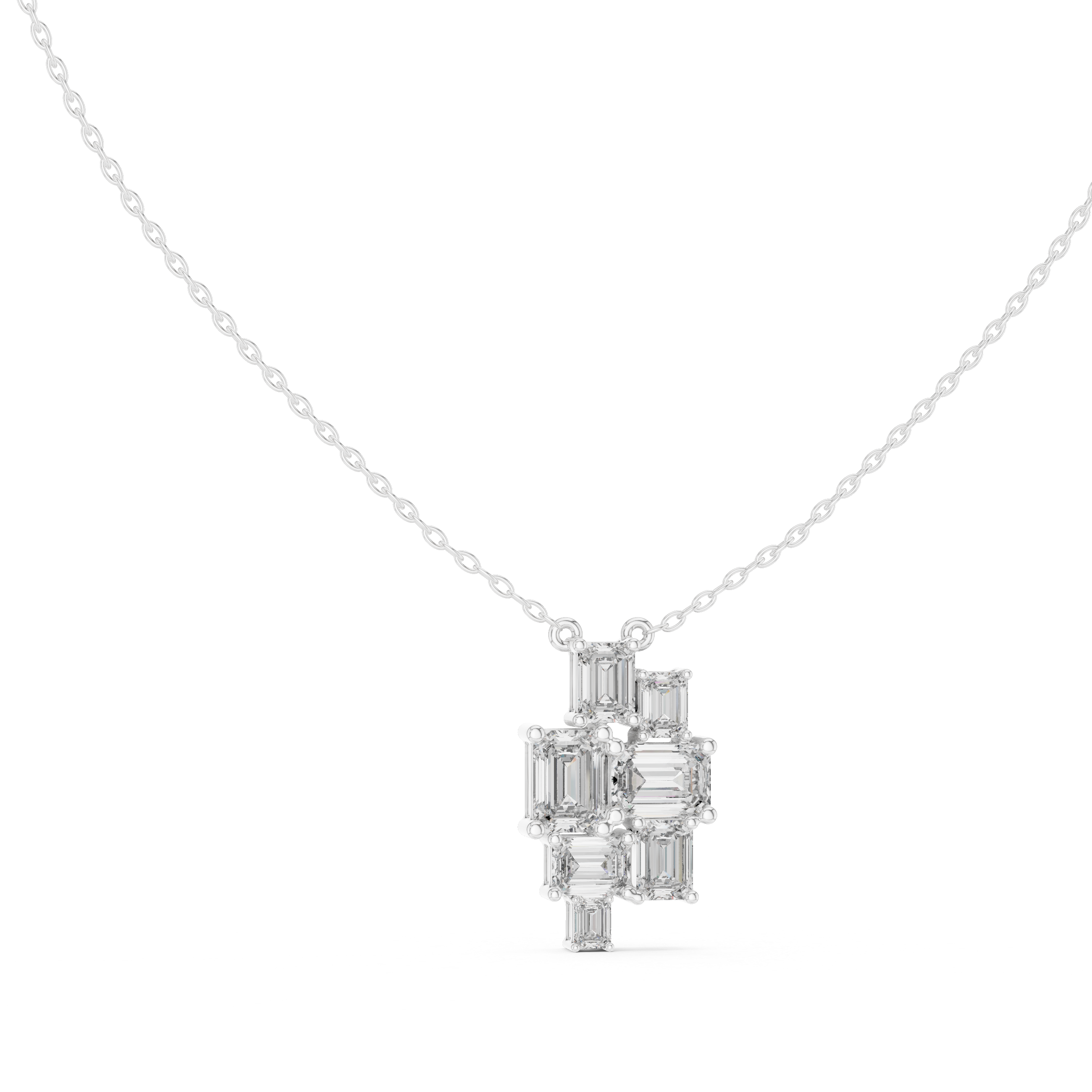 Clustered Emerald-Cut Diamond Pendant