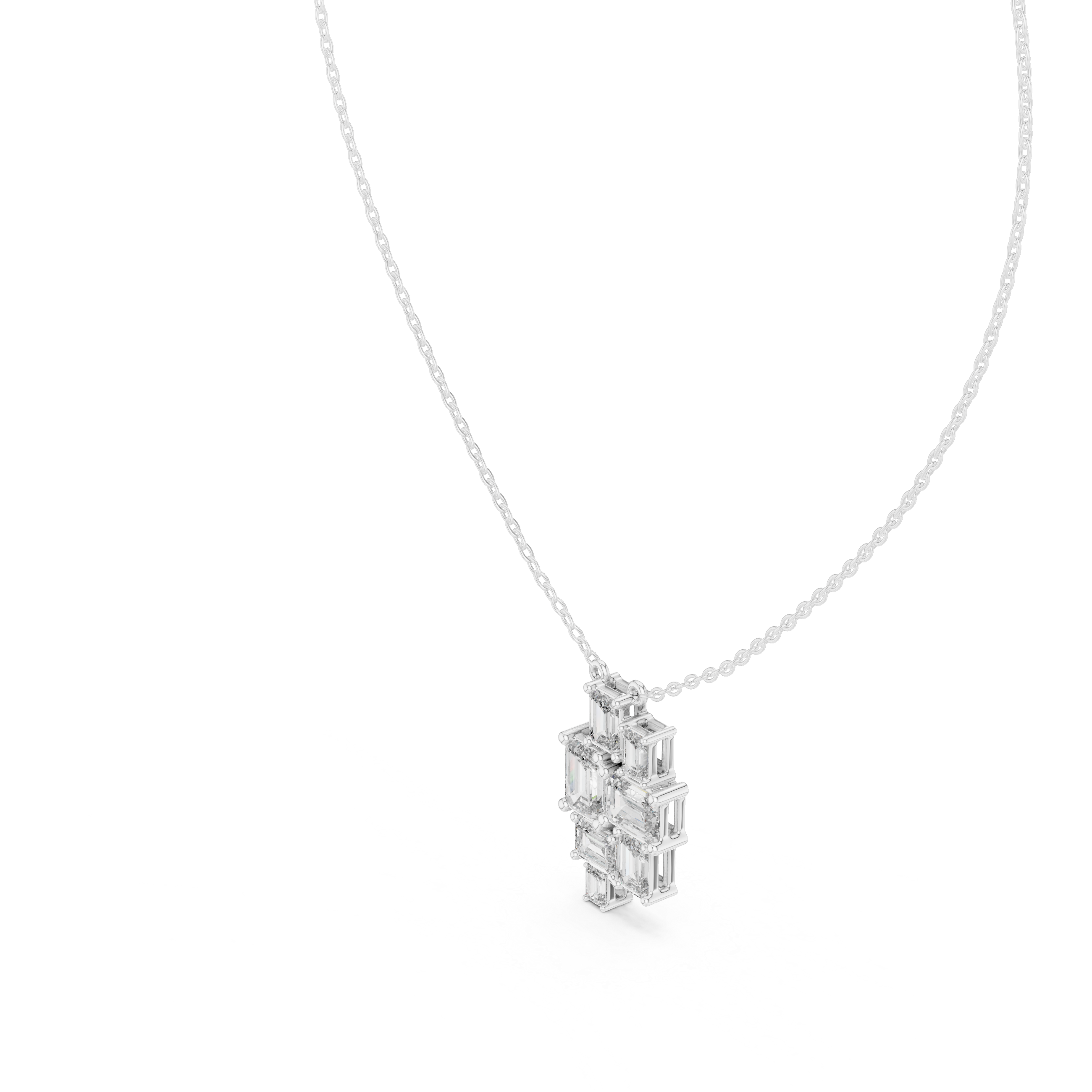Clustered Emerald-Cut Diamond Pendant