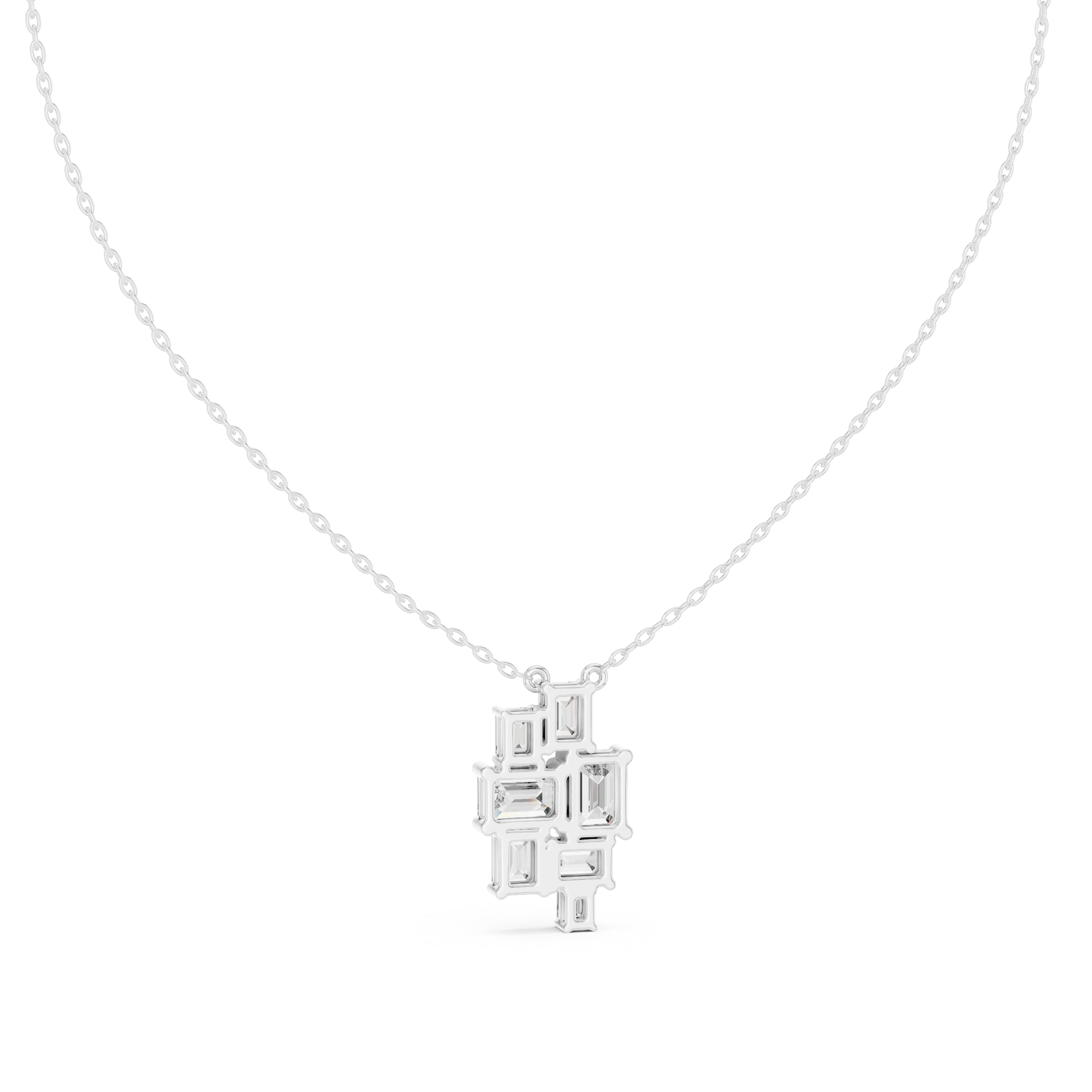 Clustered Emerald-Cut Diamond Pendant