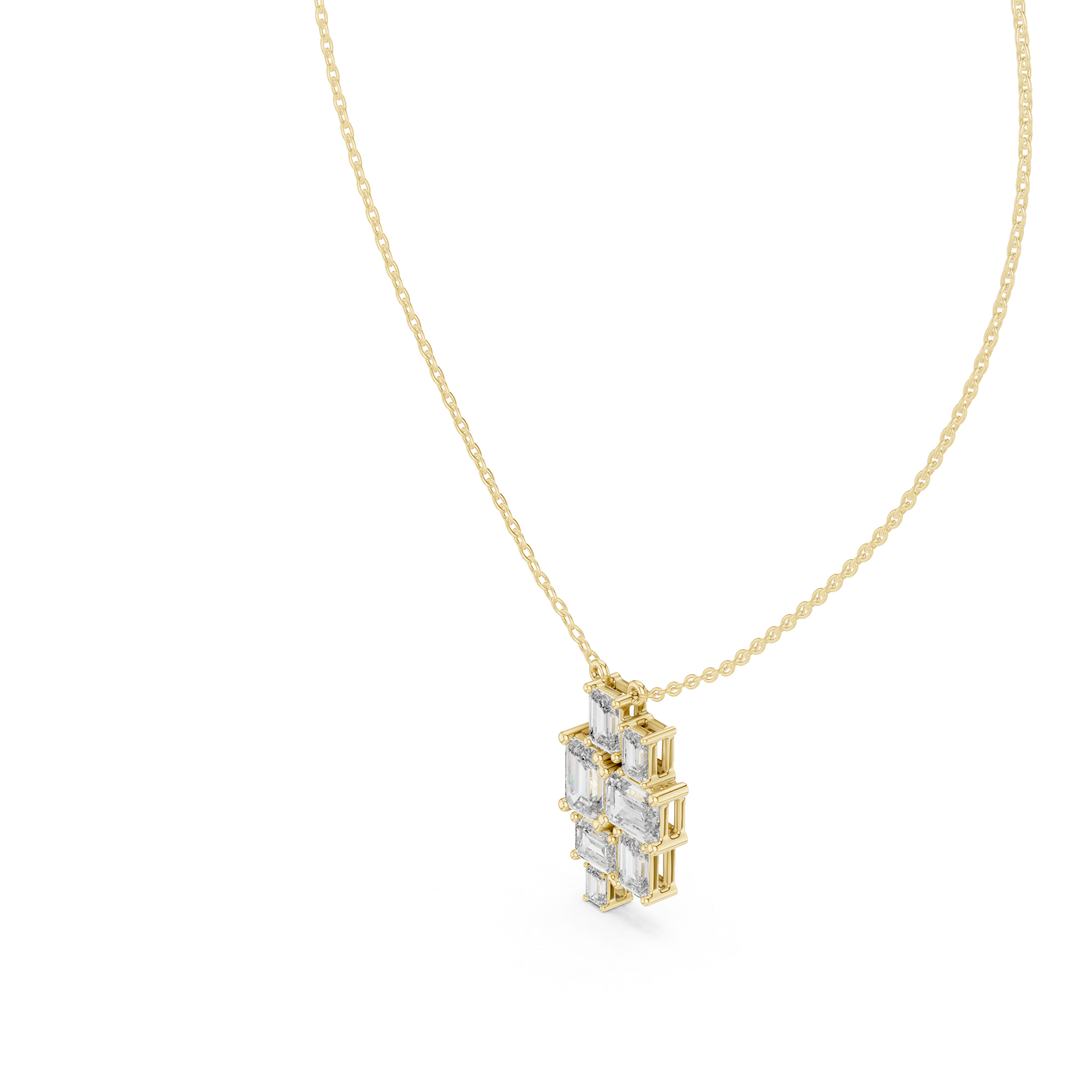 Clustered Emerald-Cut Diamond Pendant