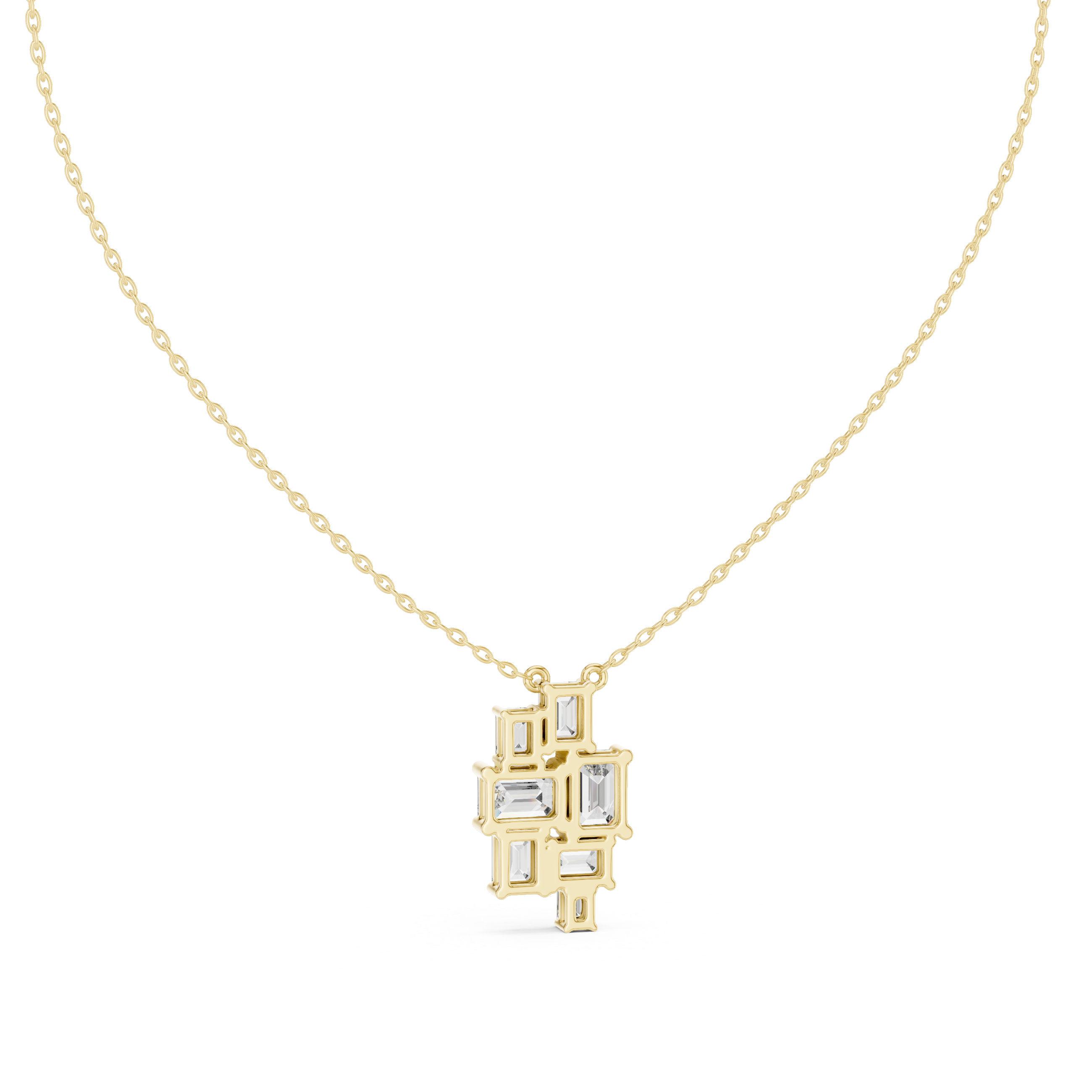 Clustered Emerald-Cut Diamond Pendant