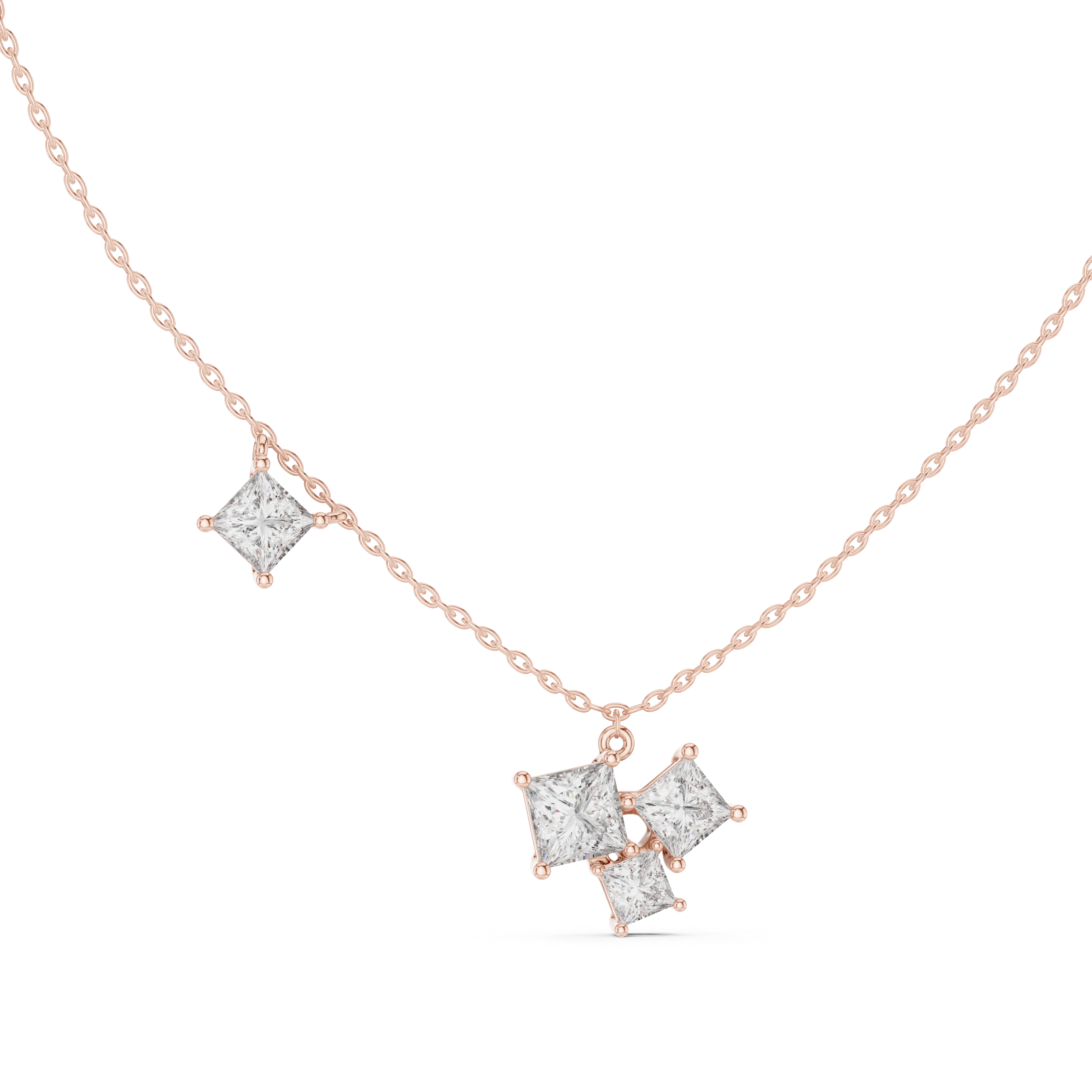 Clustered Princess-Cut Diamond Pendant