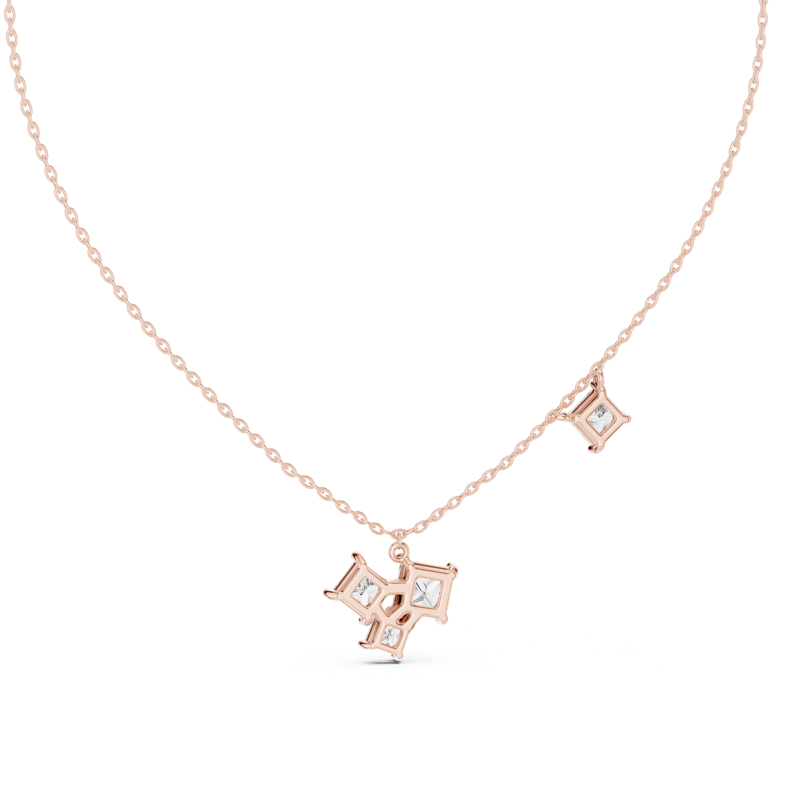 Clustered Princess-Cut Diamond Pendant