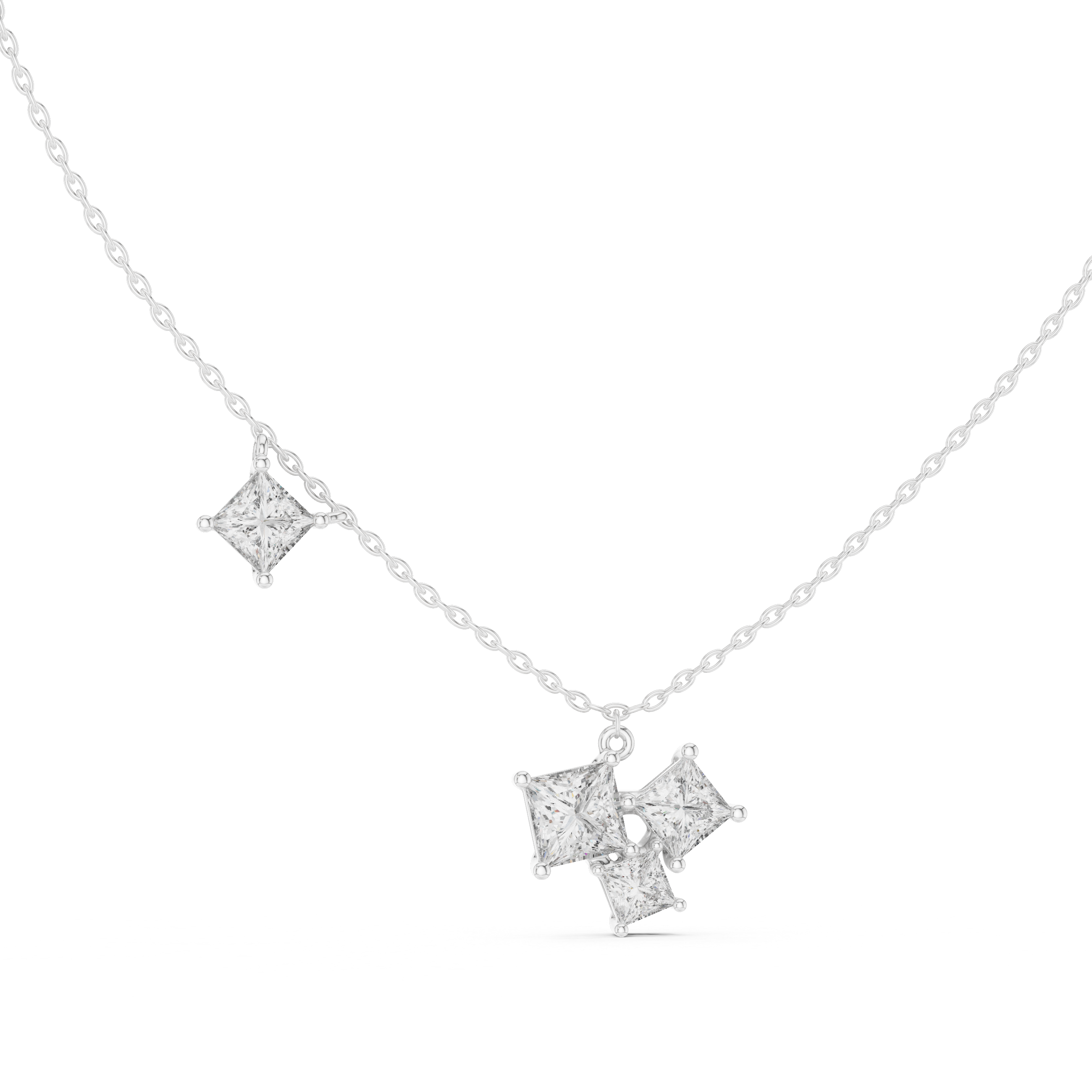 Clustered Princess-Cut Diamond Pendant