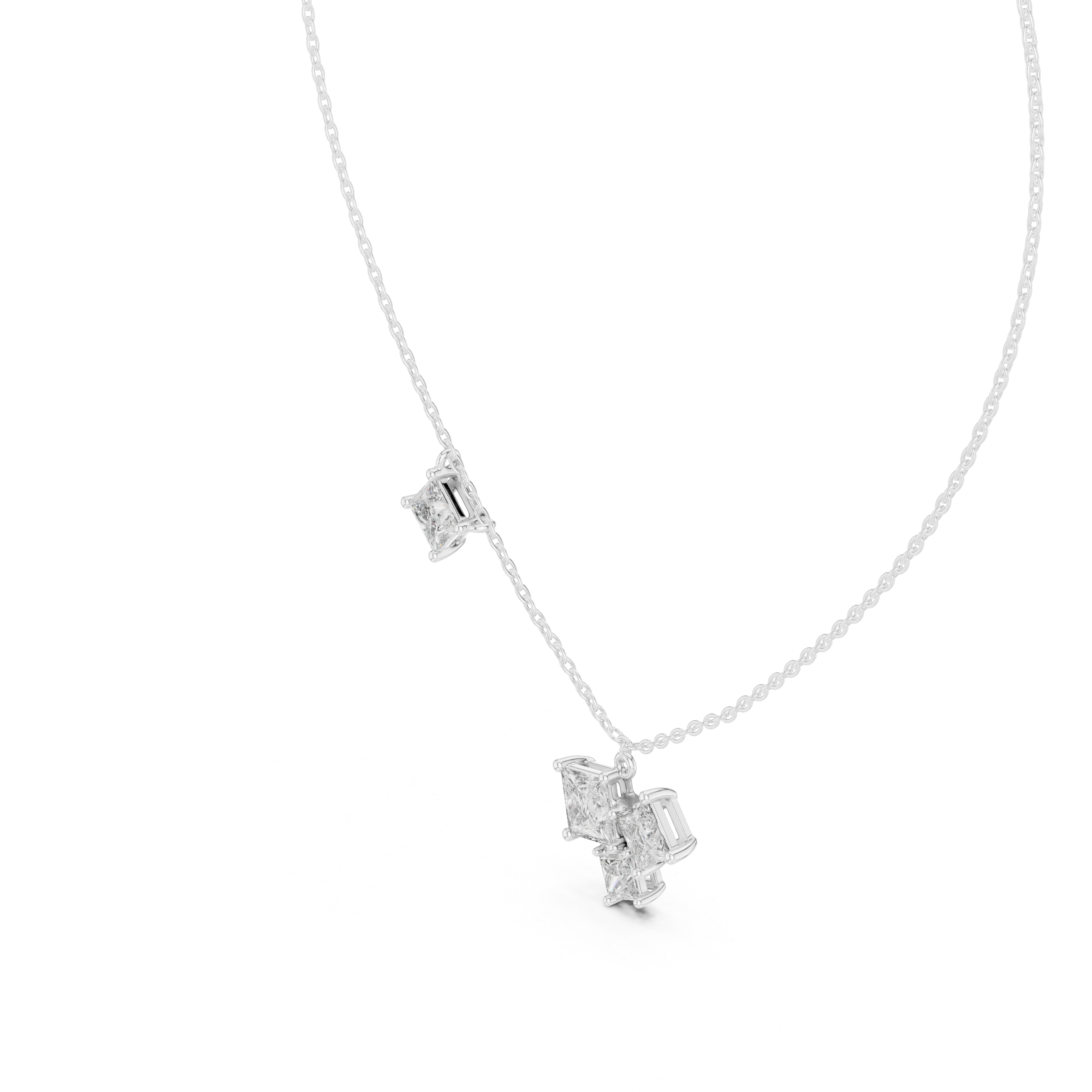 Clustered Princess-Cut Diamond Pendant