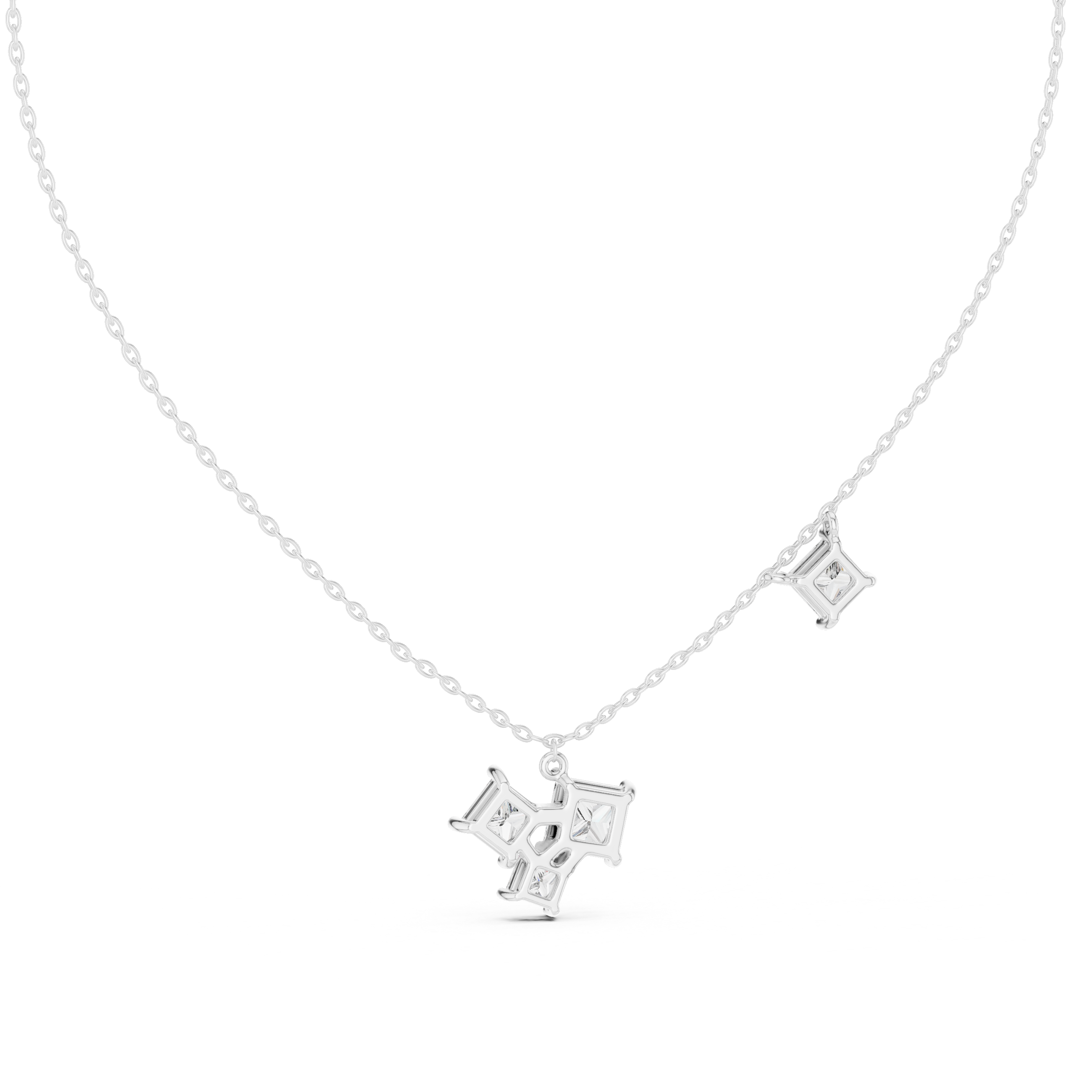 Clustered Princess-Cut Diamond Pendant