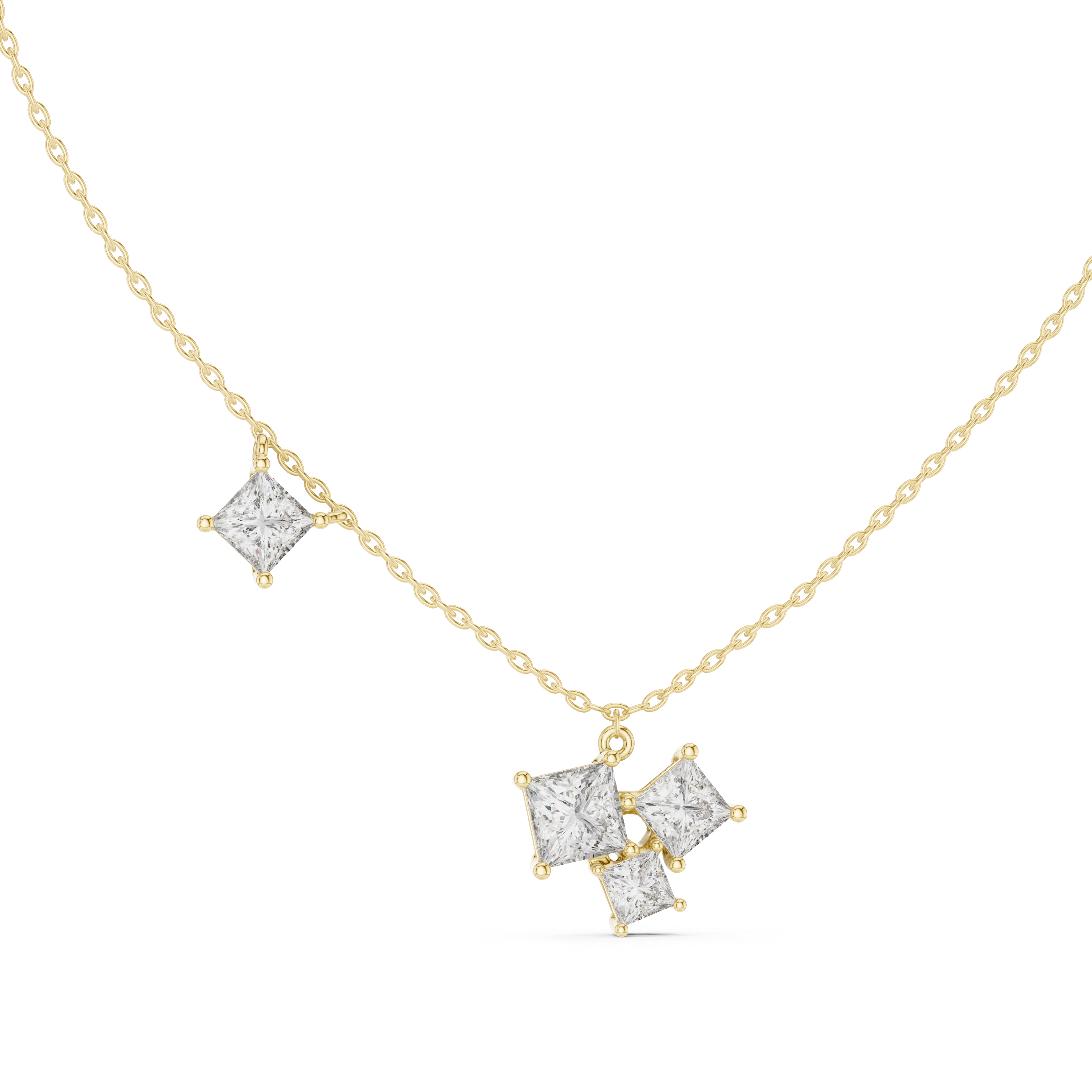 Clustered Princess-Cut Diamond Pendant