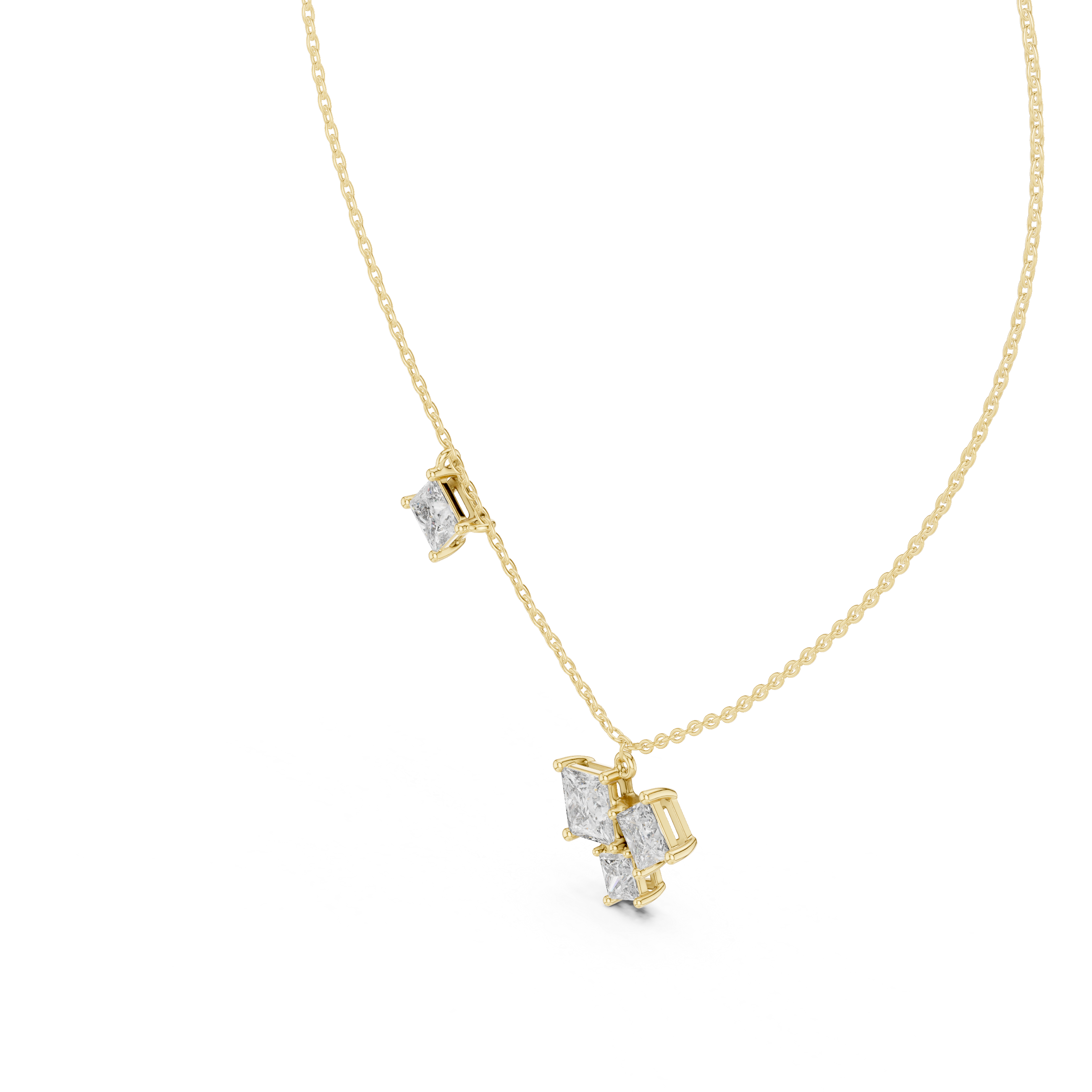 Clustered Princess-Cut Diamond Pendant