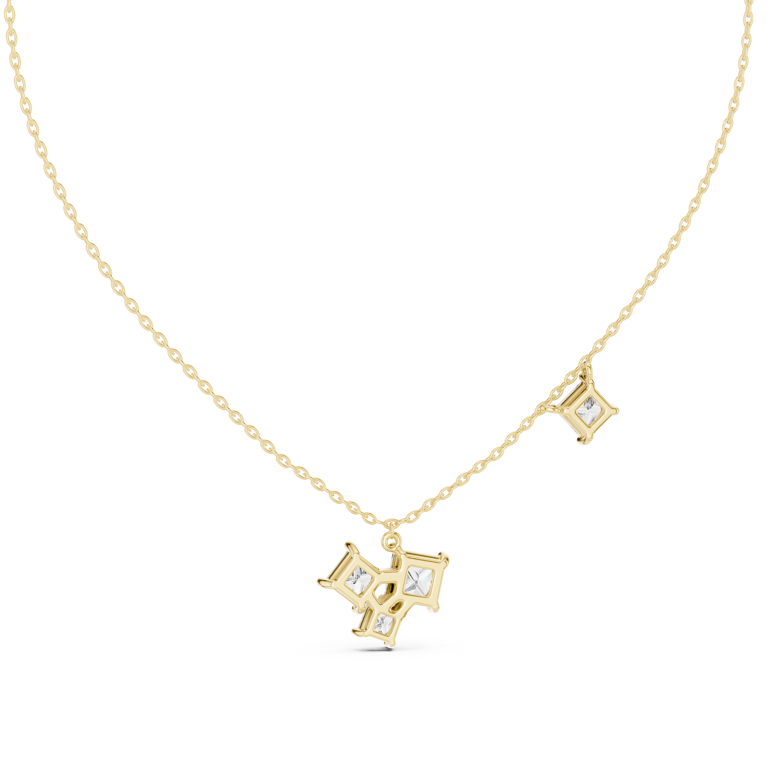 Clustered Princess-Cut Diamond Pendant