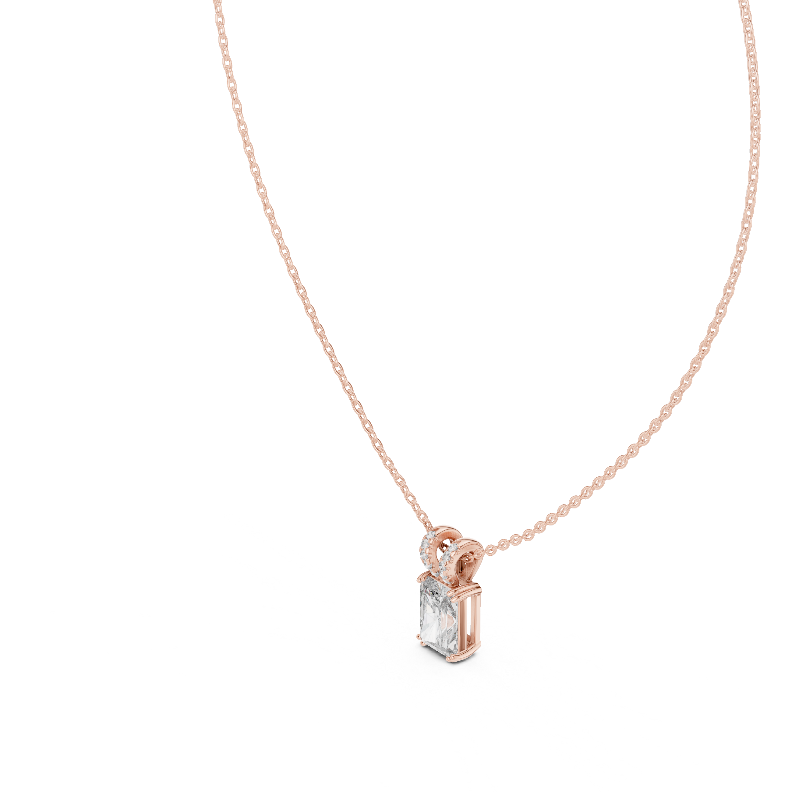 Large Emerald-Cut Diamond Pendant and Pavé Bail