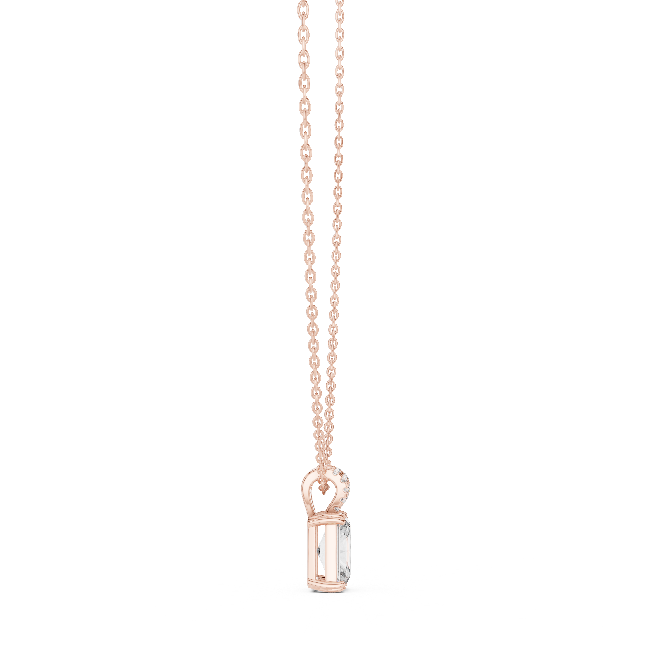 Large Emerald-Cut Diamond Pendant and Pavé Bail