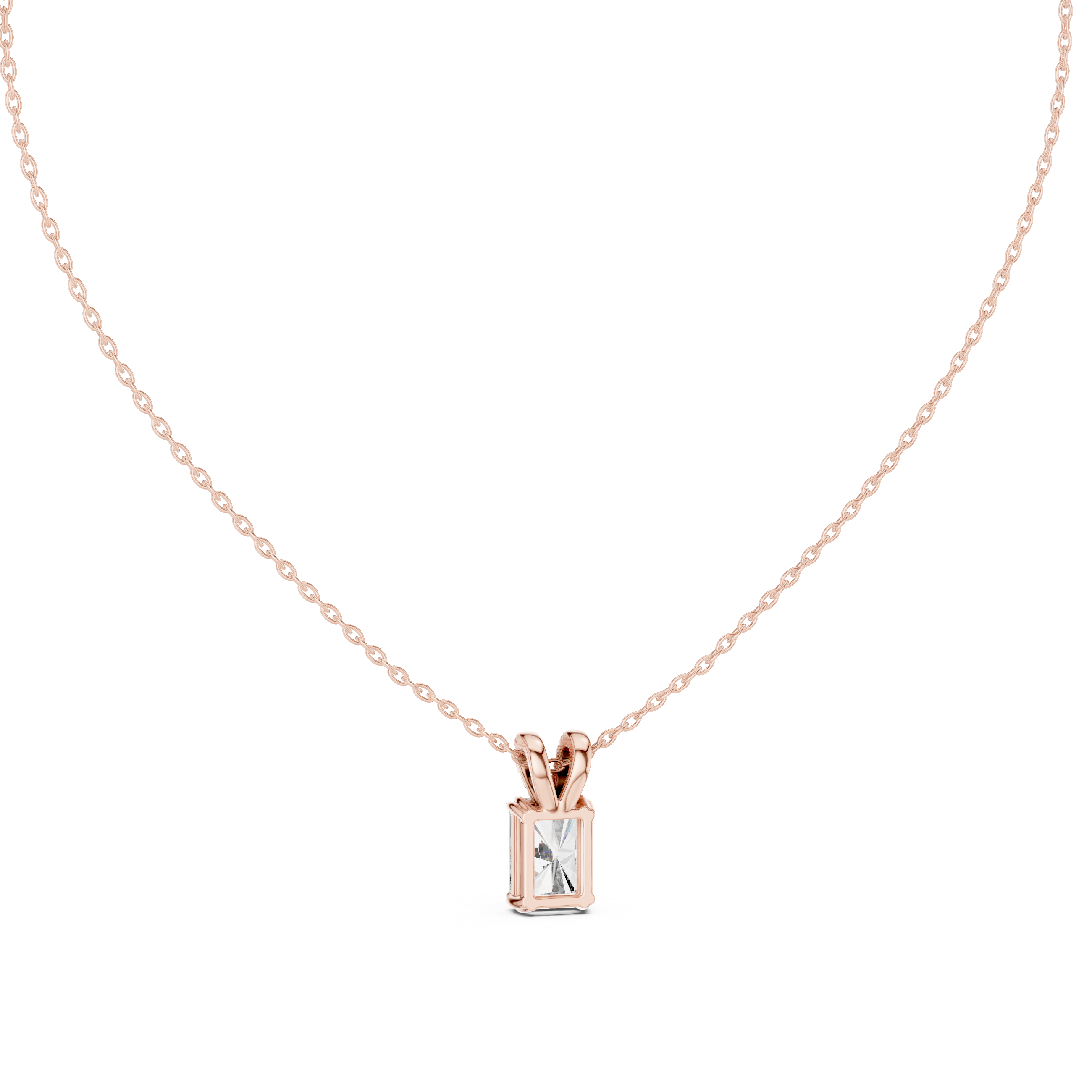 Large Emerald-Cut Diamond Pendant and Pavé Bail