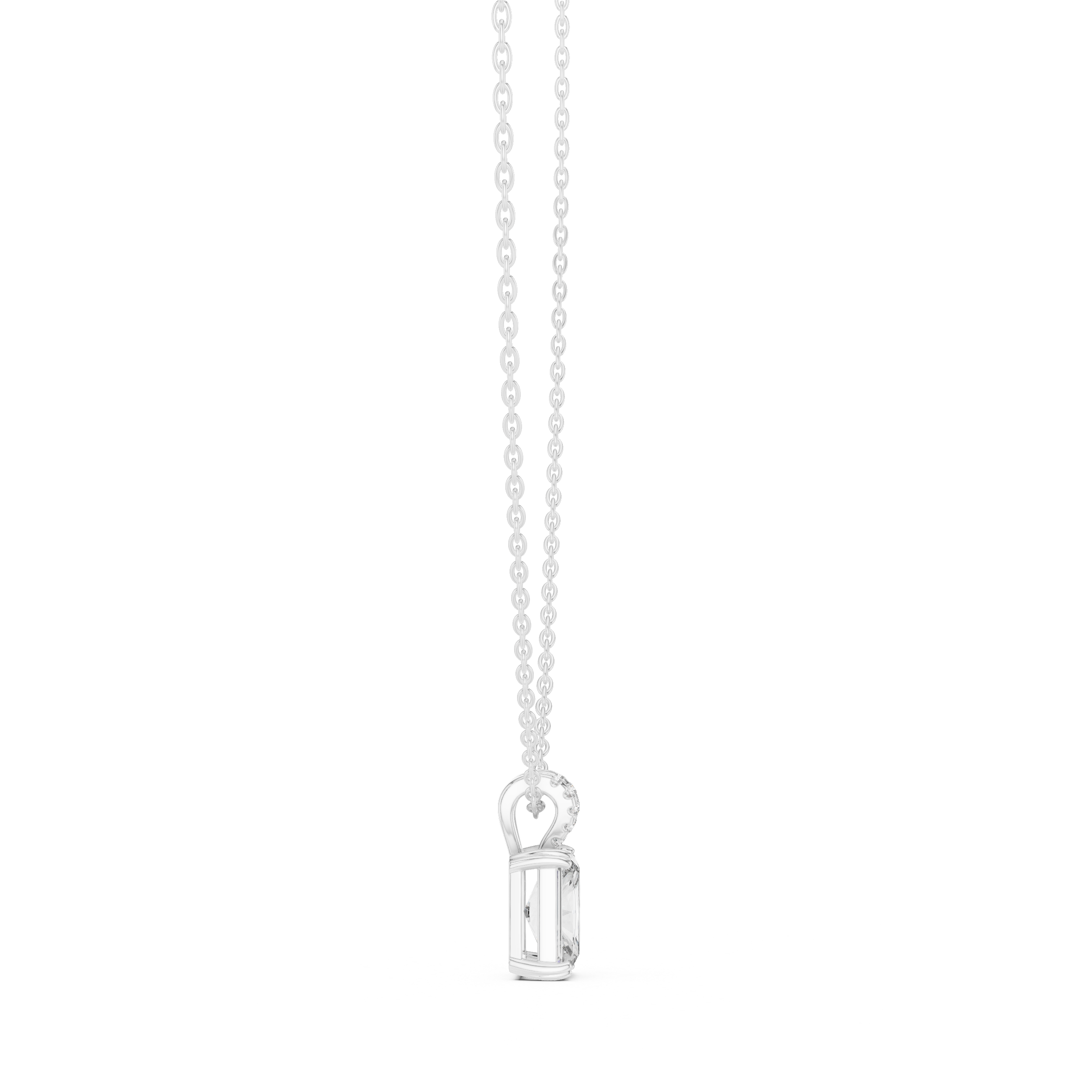 Large Emerald-Cut Diamond Pendant and Pavé Bail