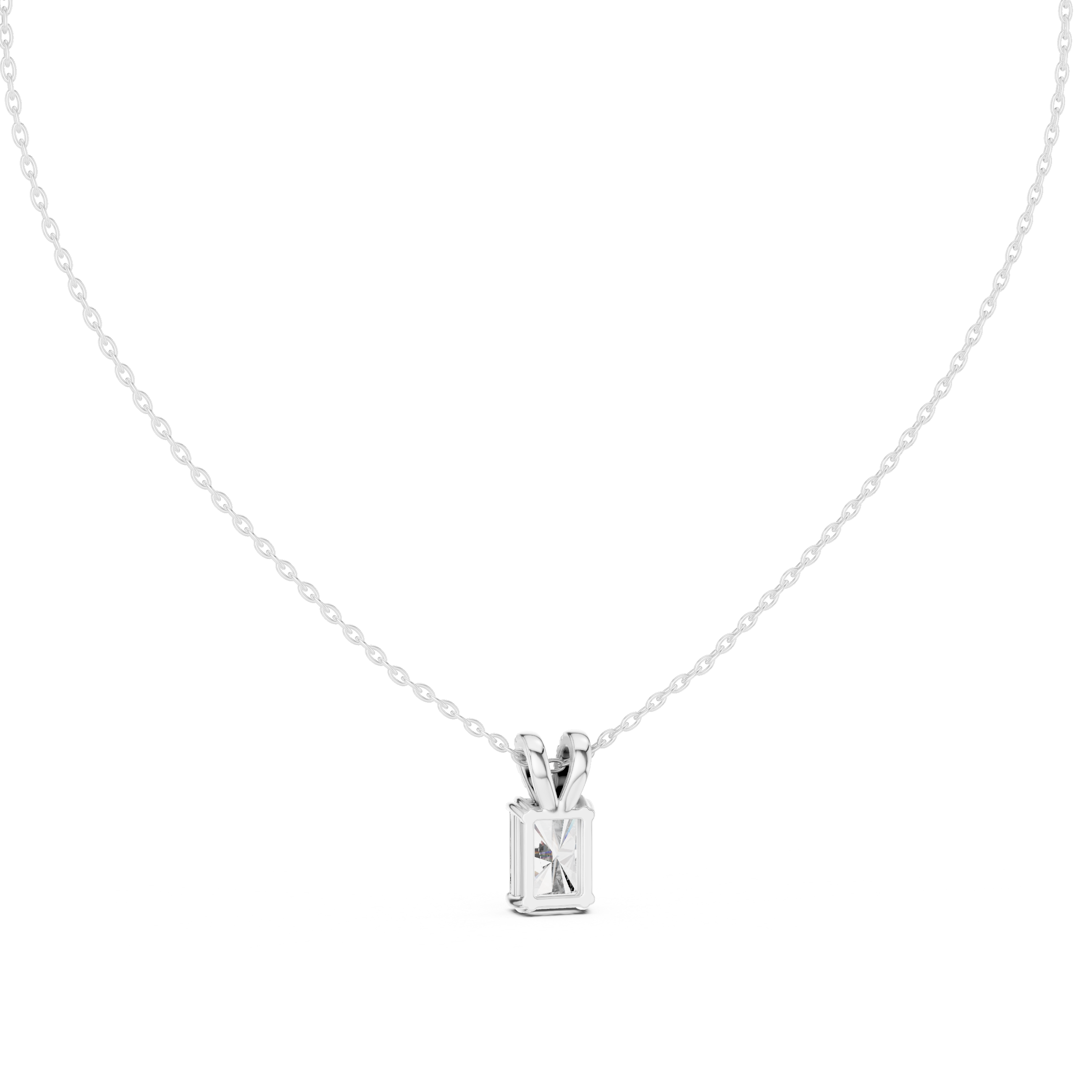 Large Emerald-Cut Diamond Pendant and Pavé Bail