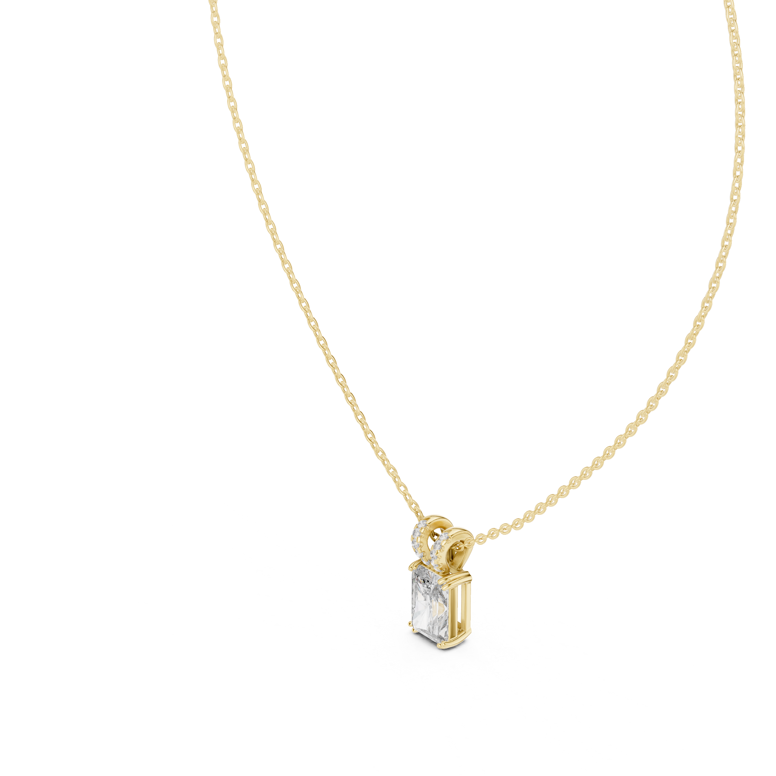 Large Emerald-Cut Diamond Pendant and Pavé Bail