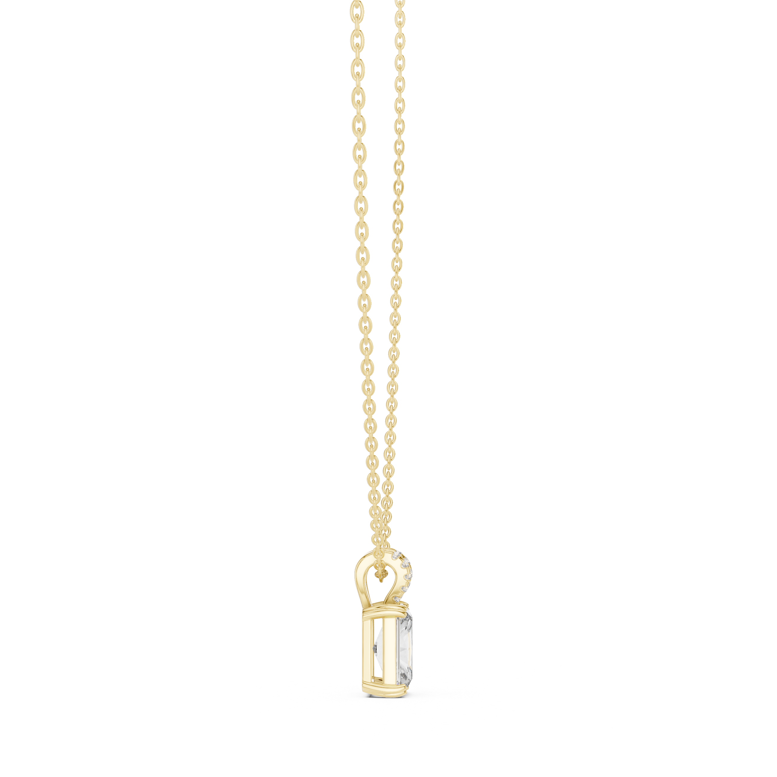 Large Emerald-Cut Diamond Pendant and Pavé Bail