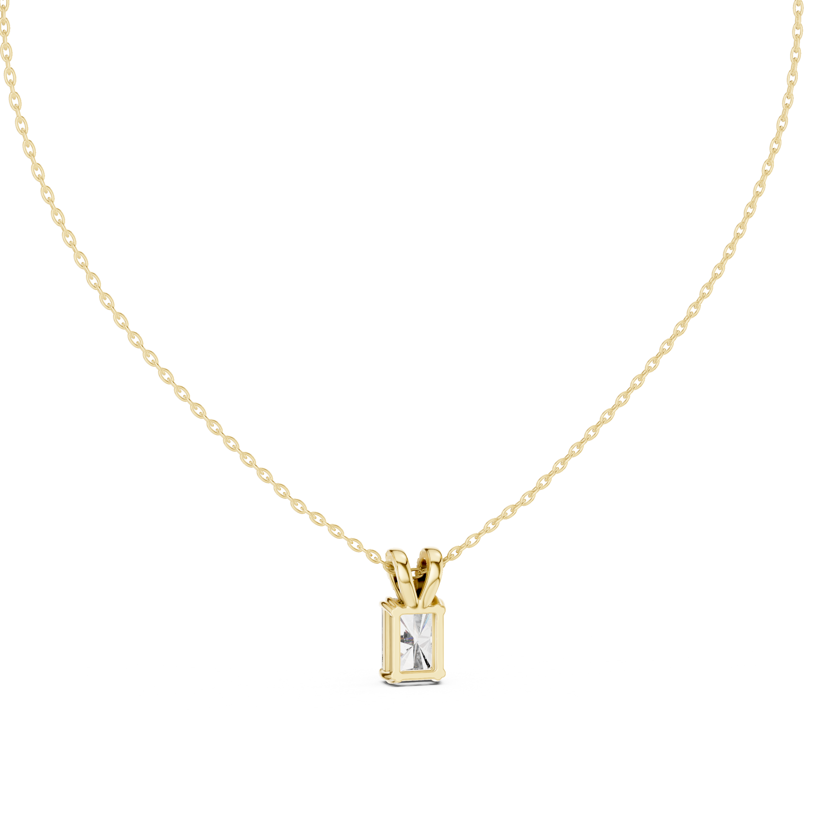 Large Emerald-Cut Diamond Pendant and Pavé Bail