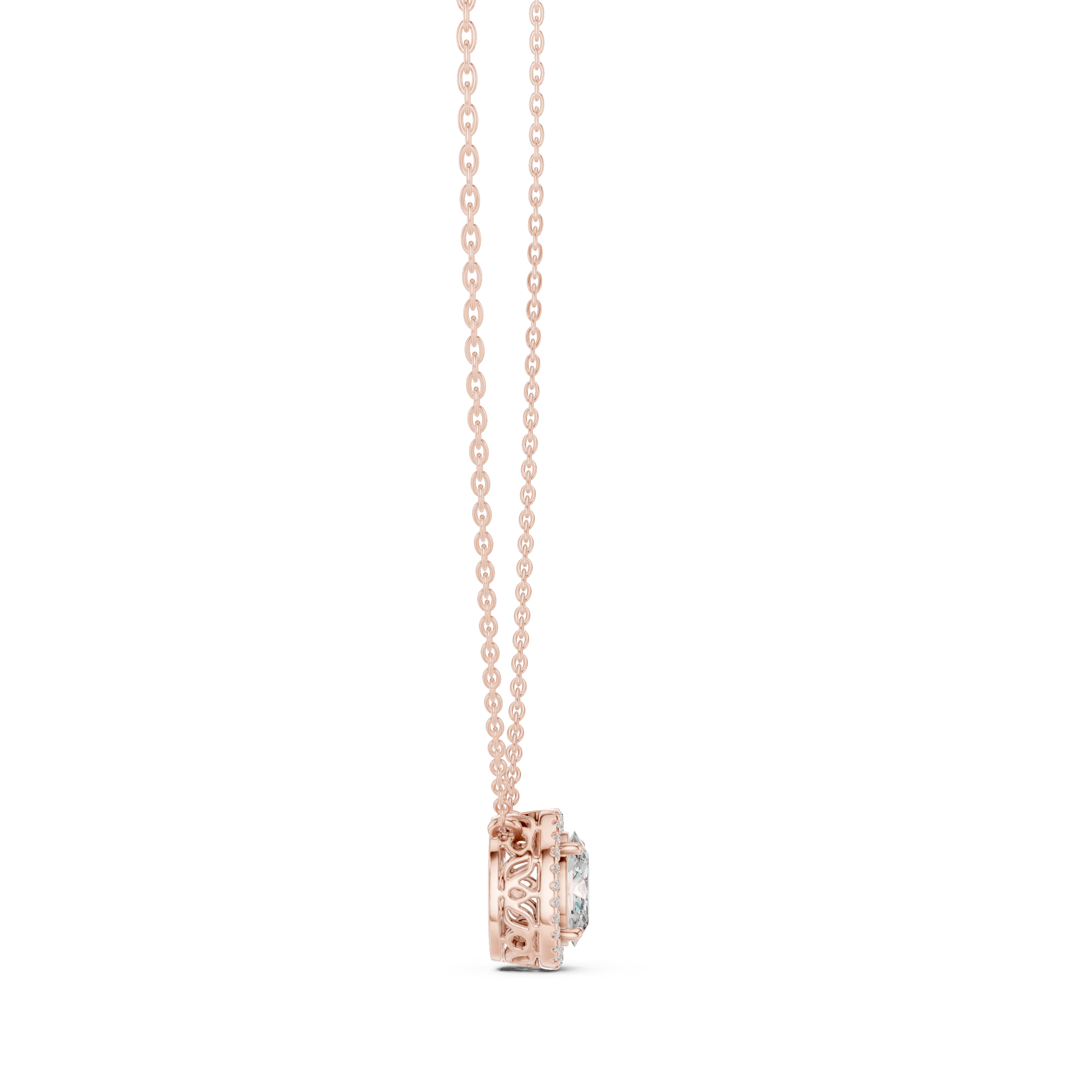 Oval Halo Diamond Pendant Necklace
