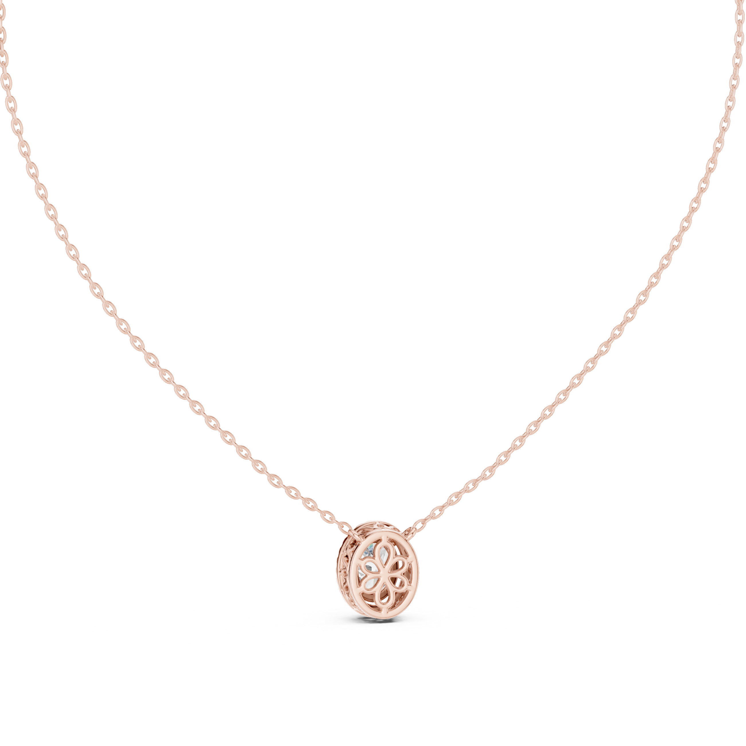 Oval Halo Diamond Pendant Necklace