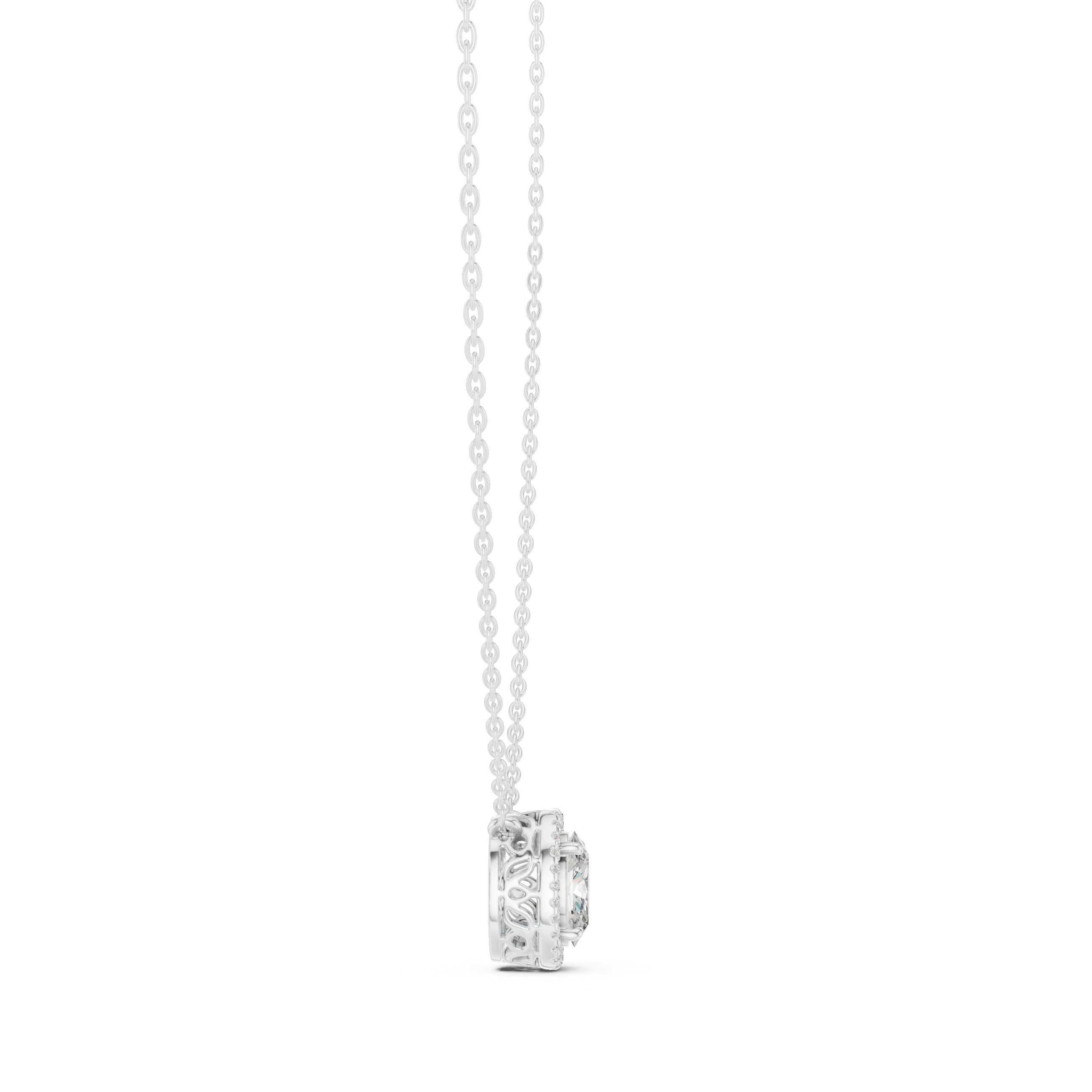 Oval Halo Diamond Pendant Necklace
