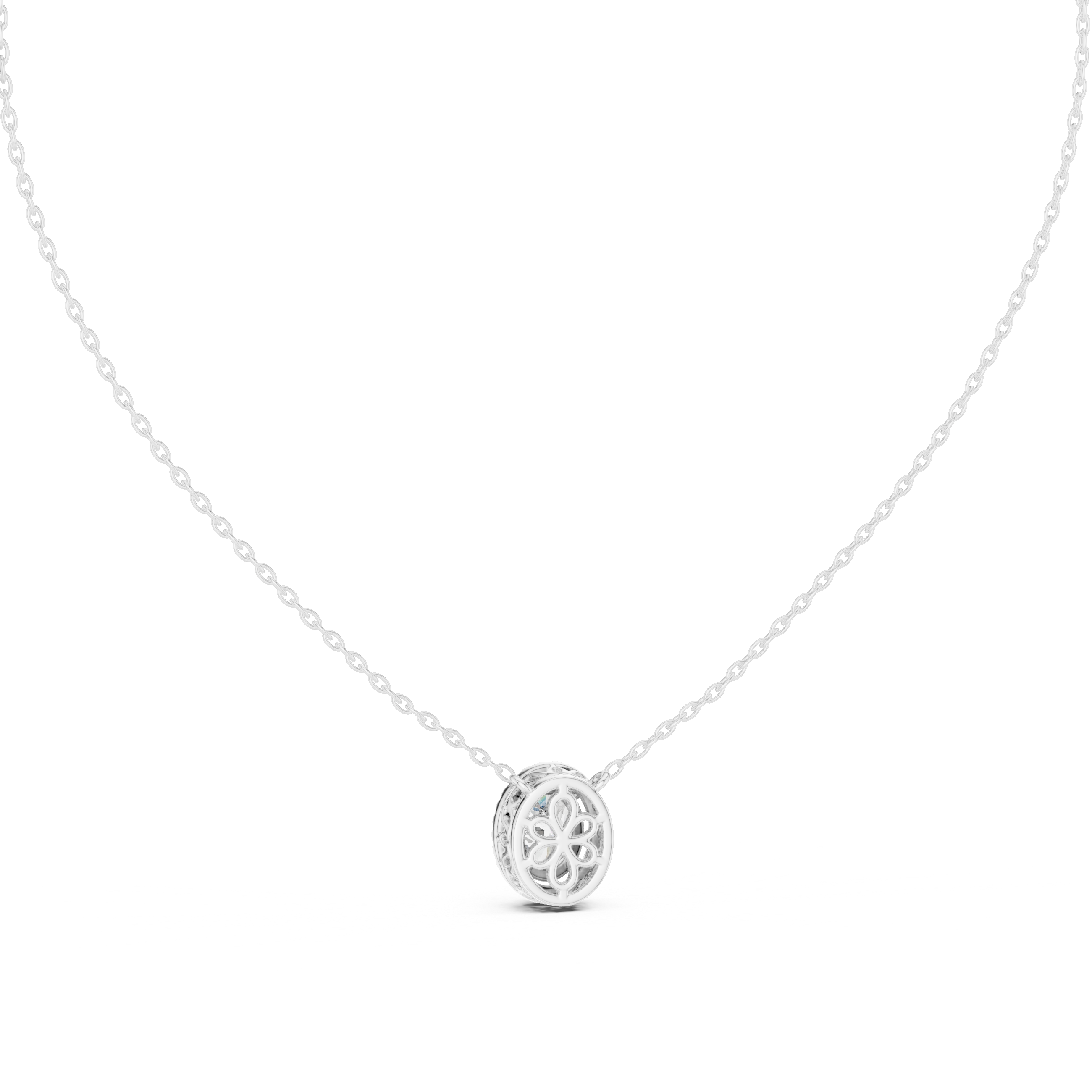 Oval Halo Diamond Pendant Necklace