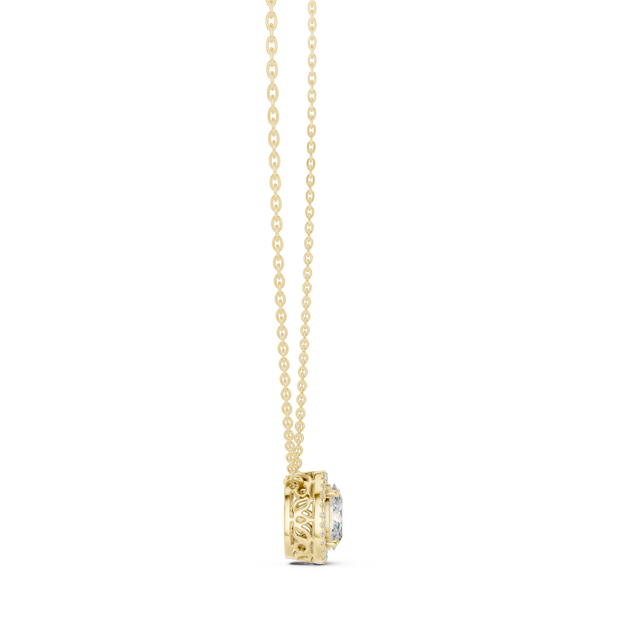 Oval Halo Diamond Pendant Necklace