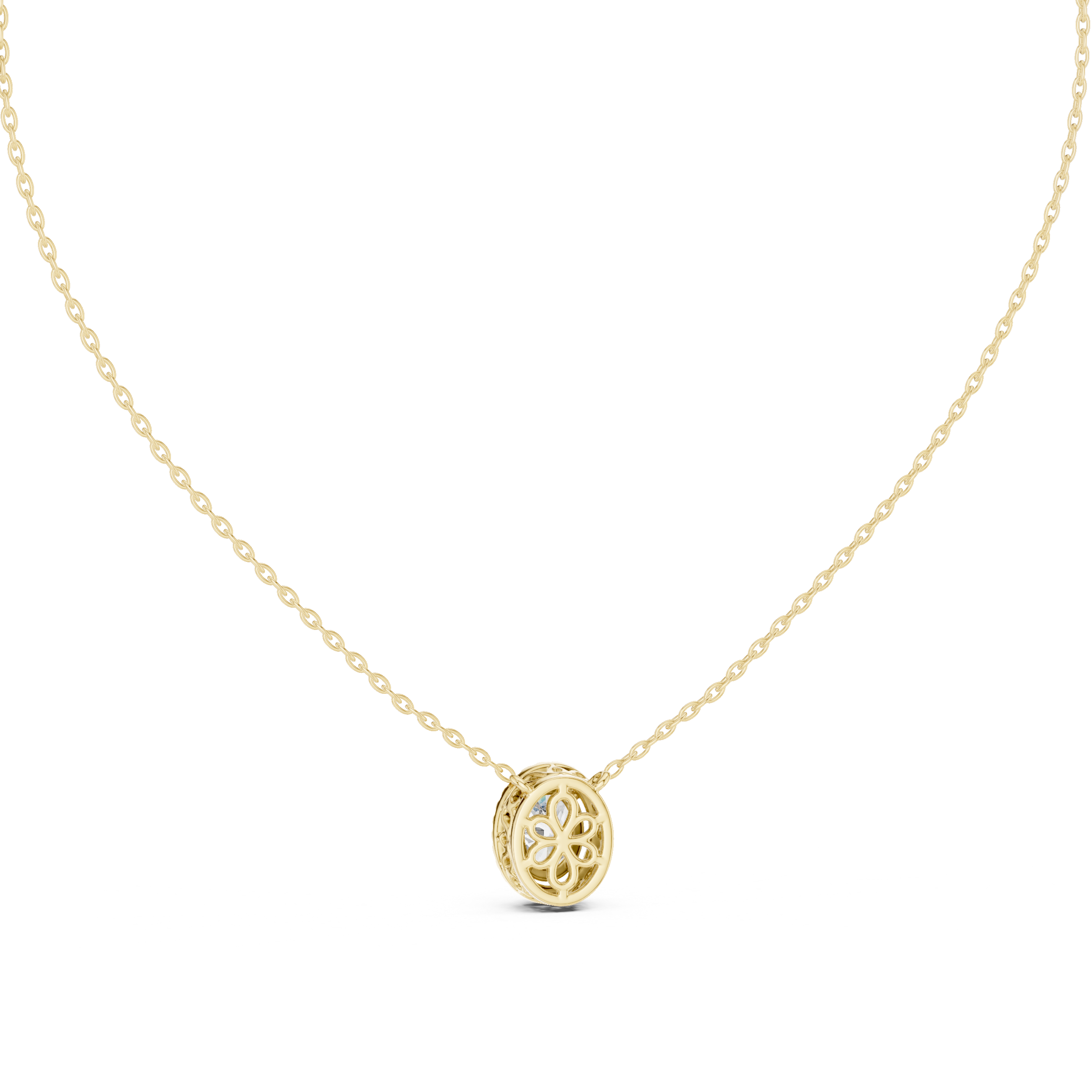 Oval Halo Diamond Pendant Necklace