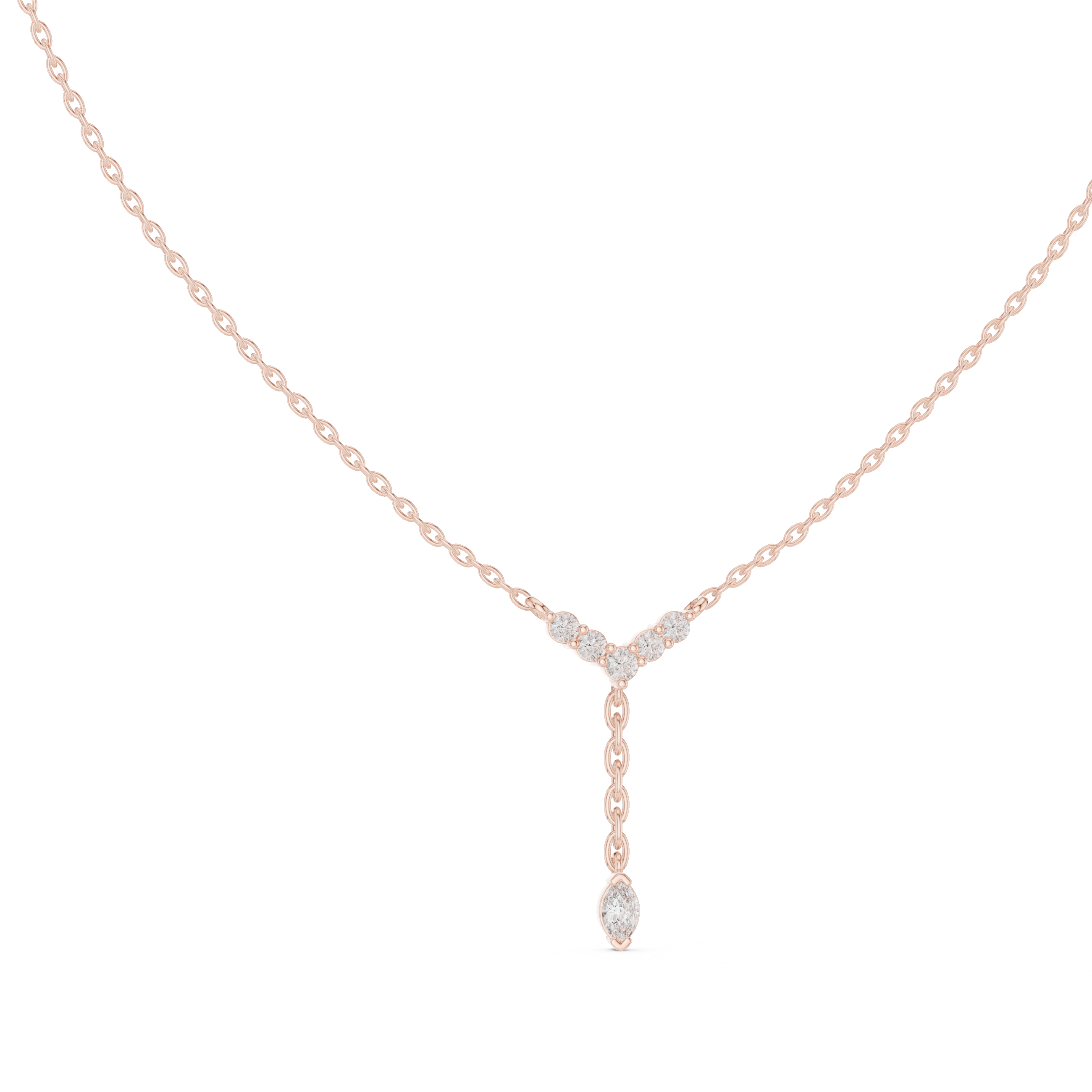 Delicate Y-Drop pendant with Marquise and Round Diamonds