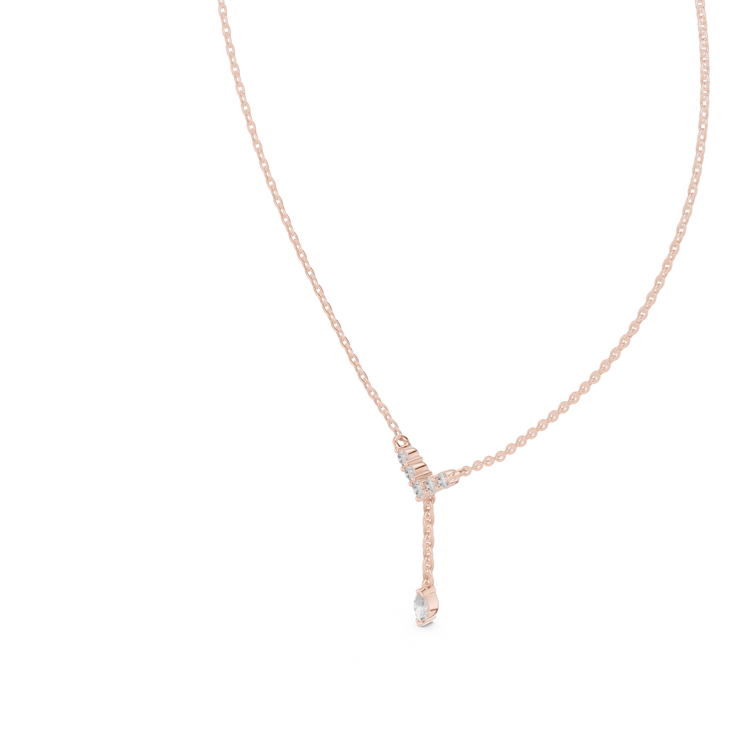 Delicate Y-Drop pendant with Marquise and Round Diamonds