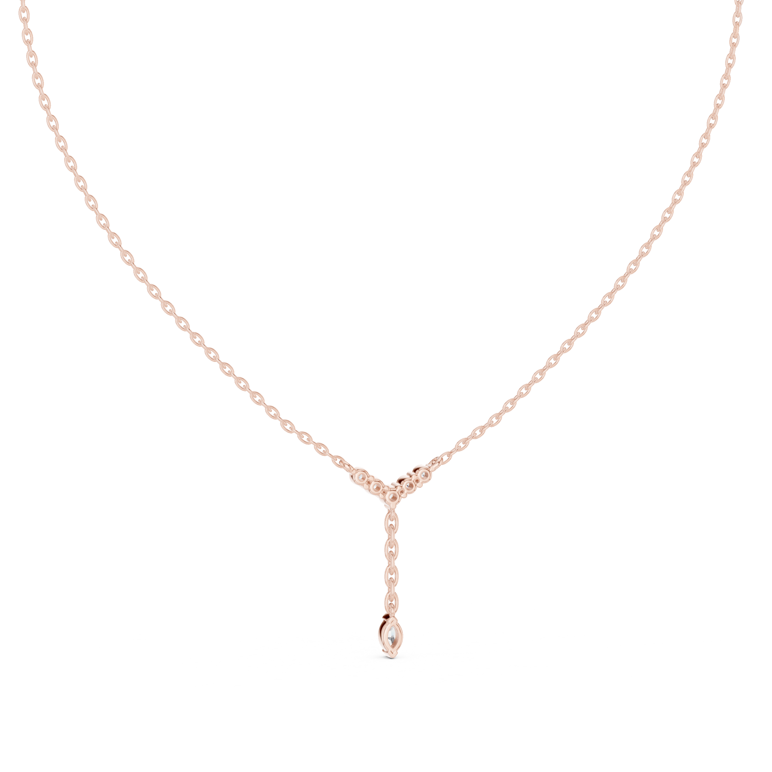 Delicate Y-Drop pendant with Marquise and Round Diamonds