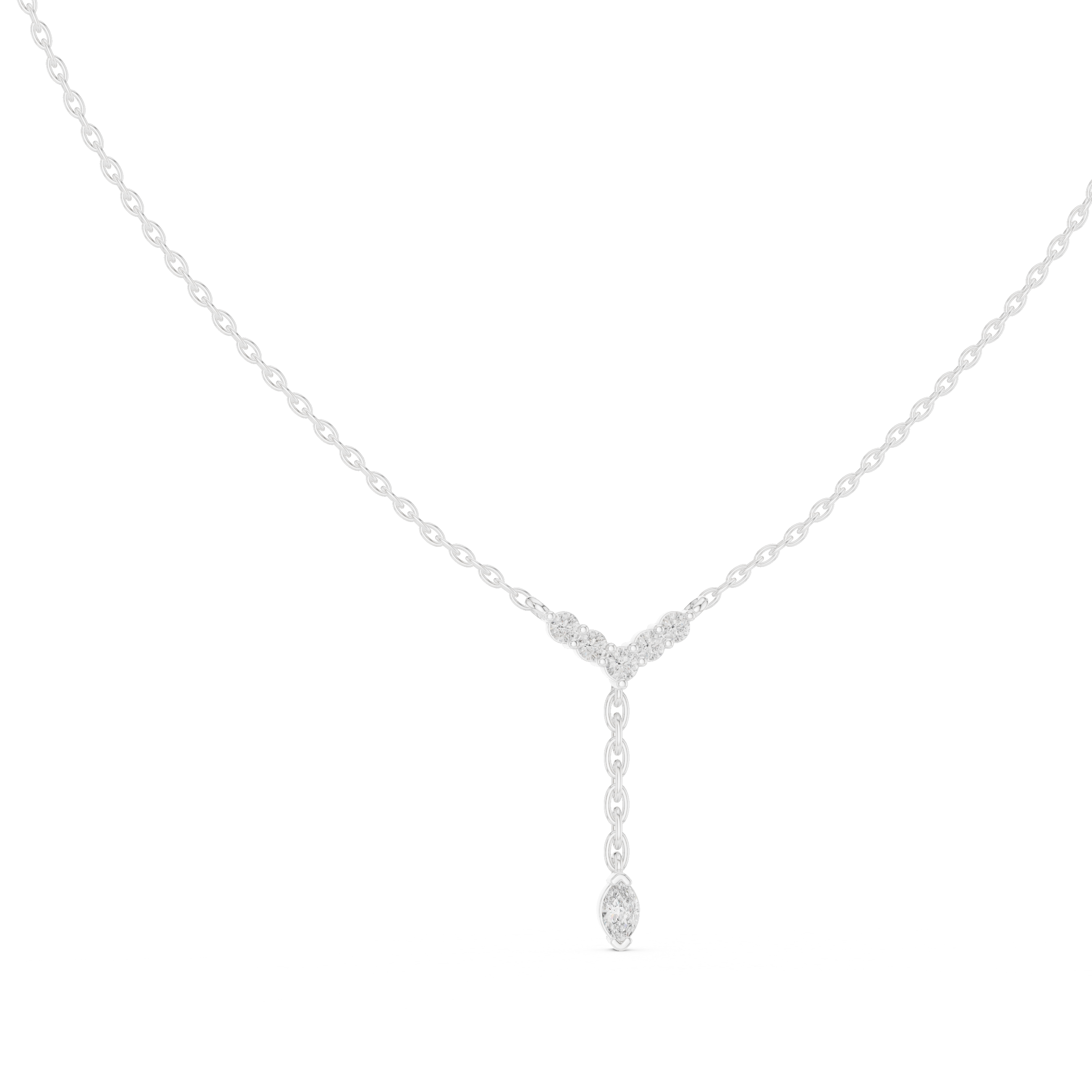 Delicate Y-Drop pendant with Marquise and Round Diamonds