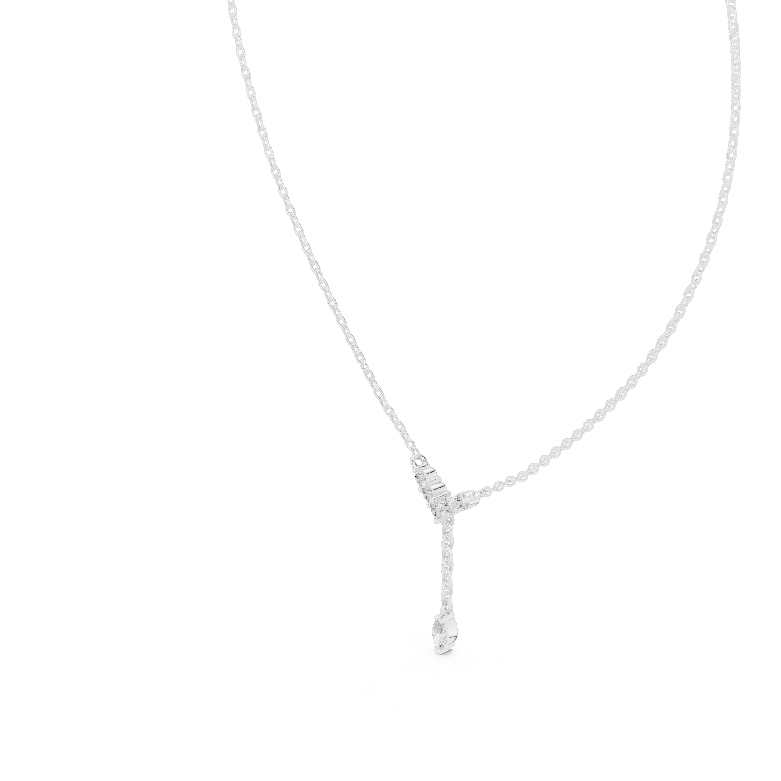 Delicate Y-Drop pendant with Marquise and Round Diamonds