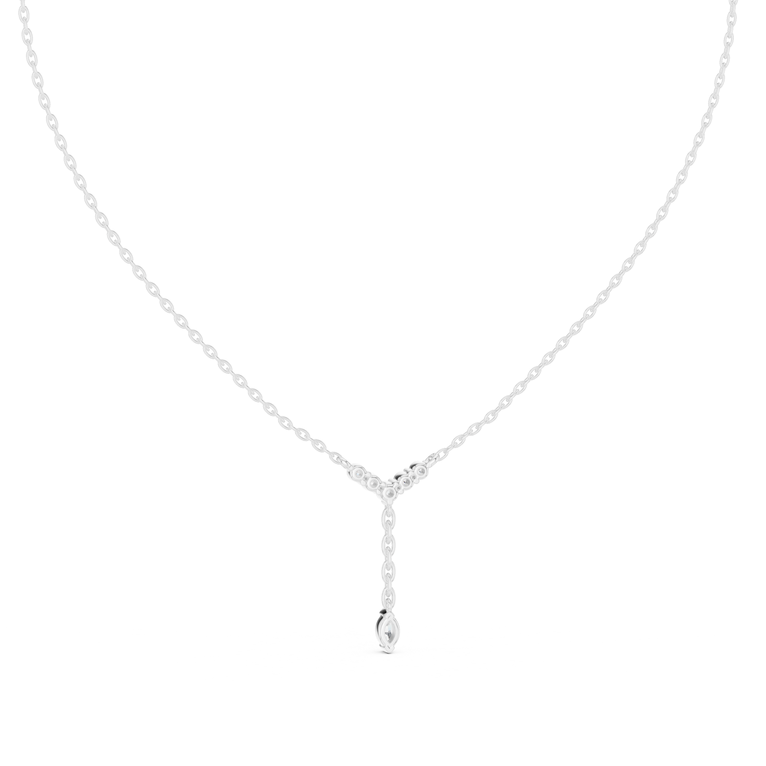 Delicate Y-Drop pendant with Marquise and Round Diamonds