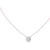 Round brilliant-cut diamond pendant in four-prong setting.