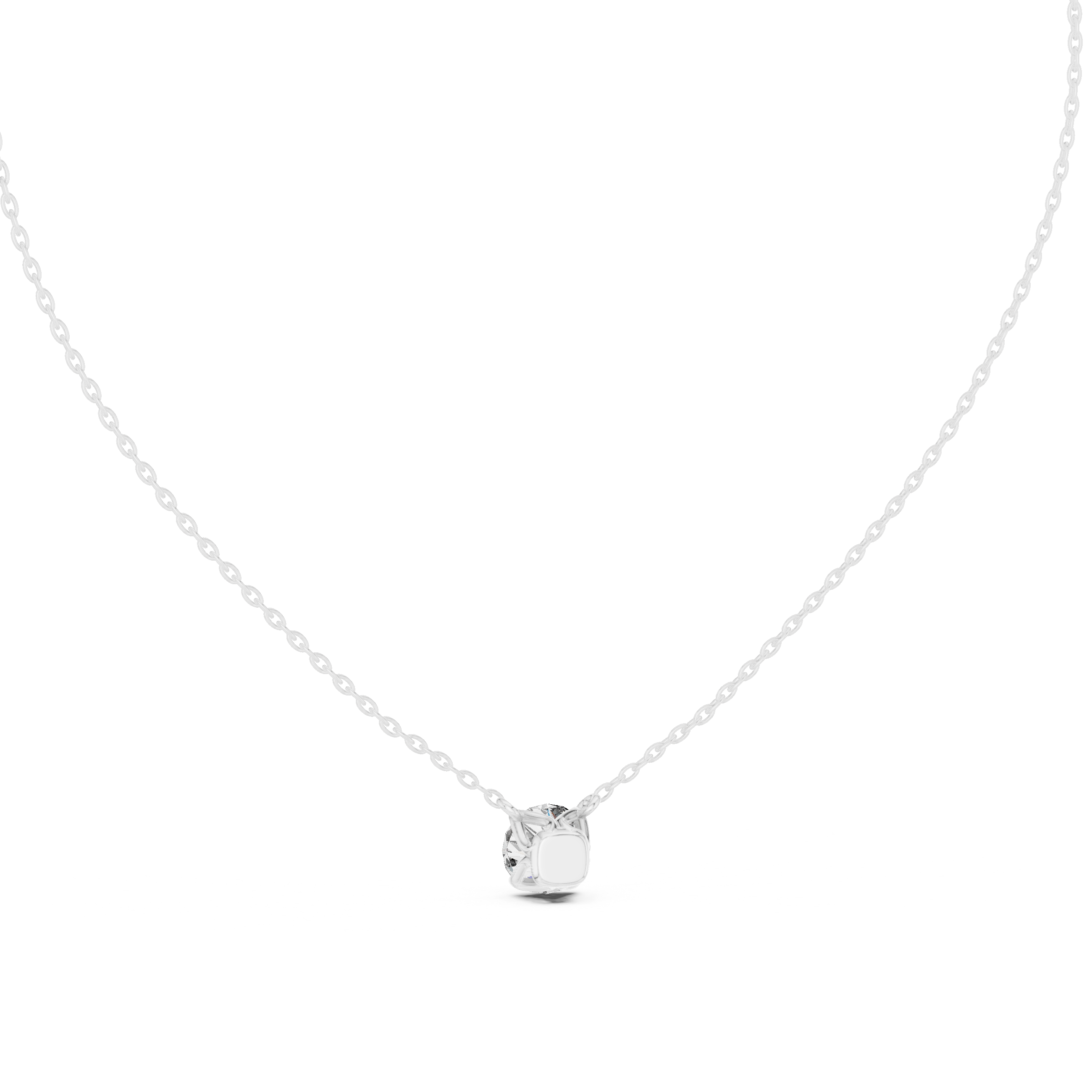Round brilliant-cut diamond pendant in four-prong setting.