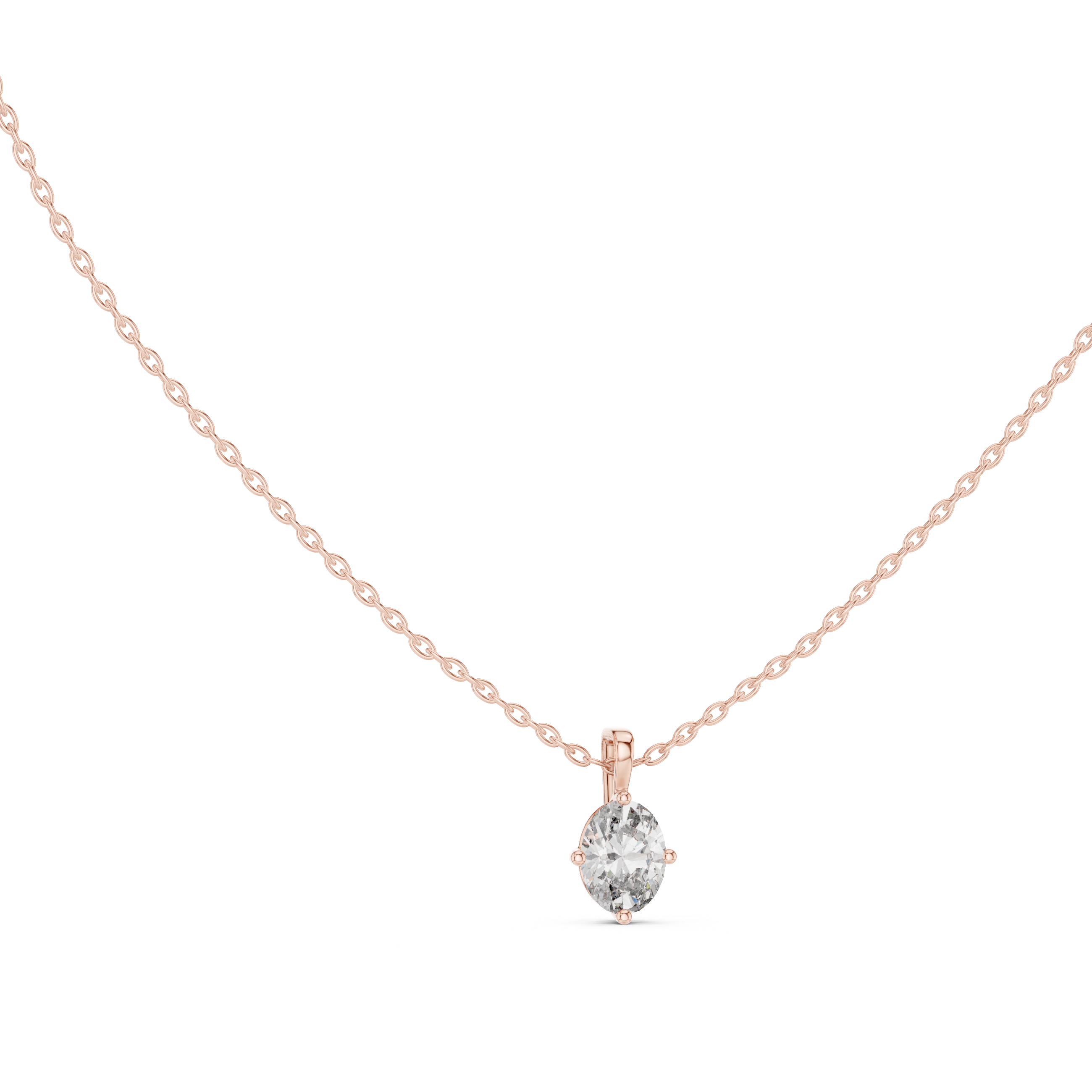 Oval Brilliant Diamond Pendant in Four-Prong Setting