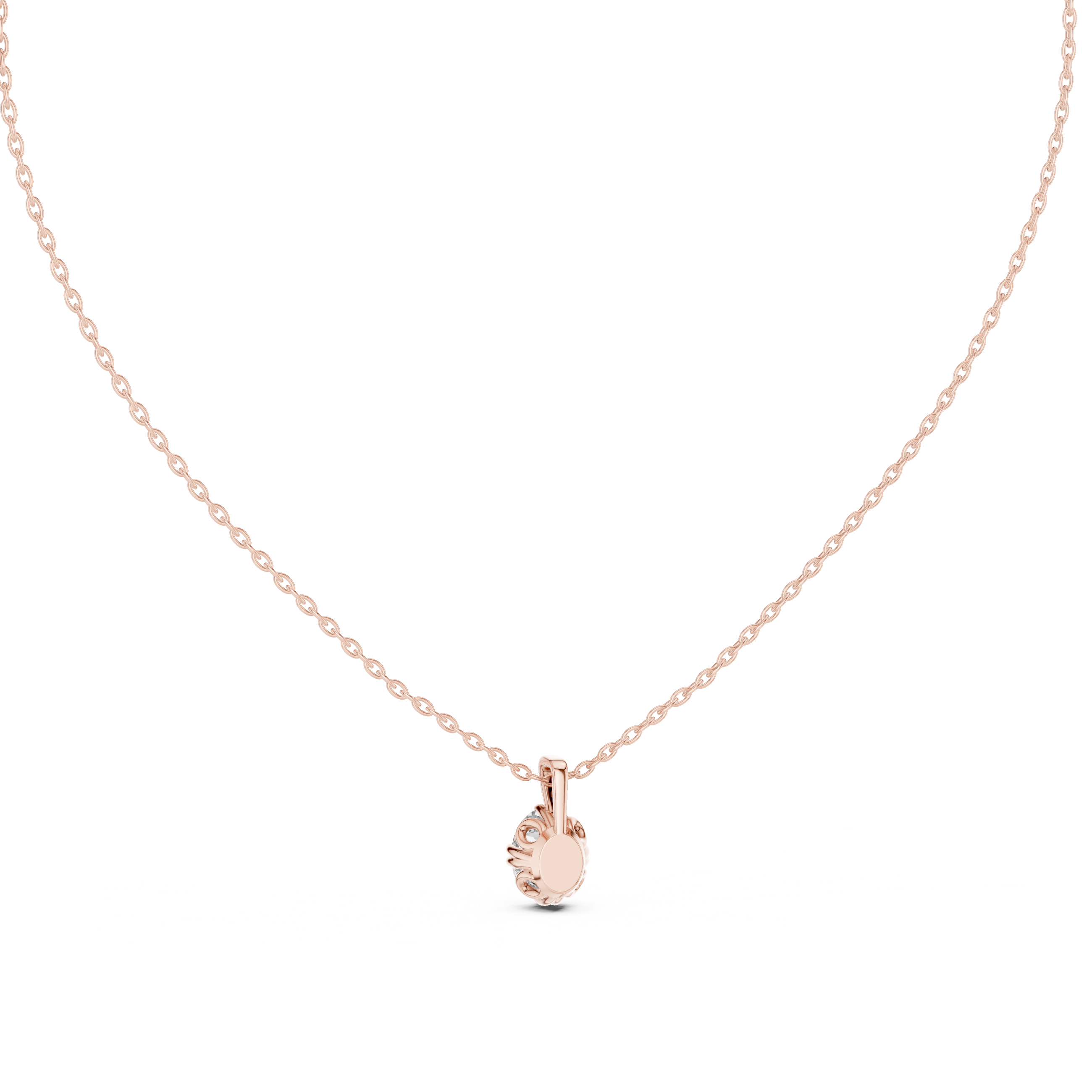Oval Diamond Rose Gold Pendant