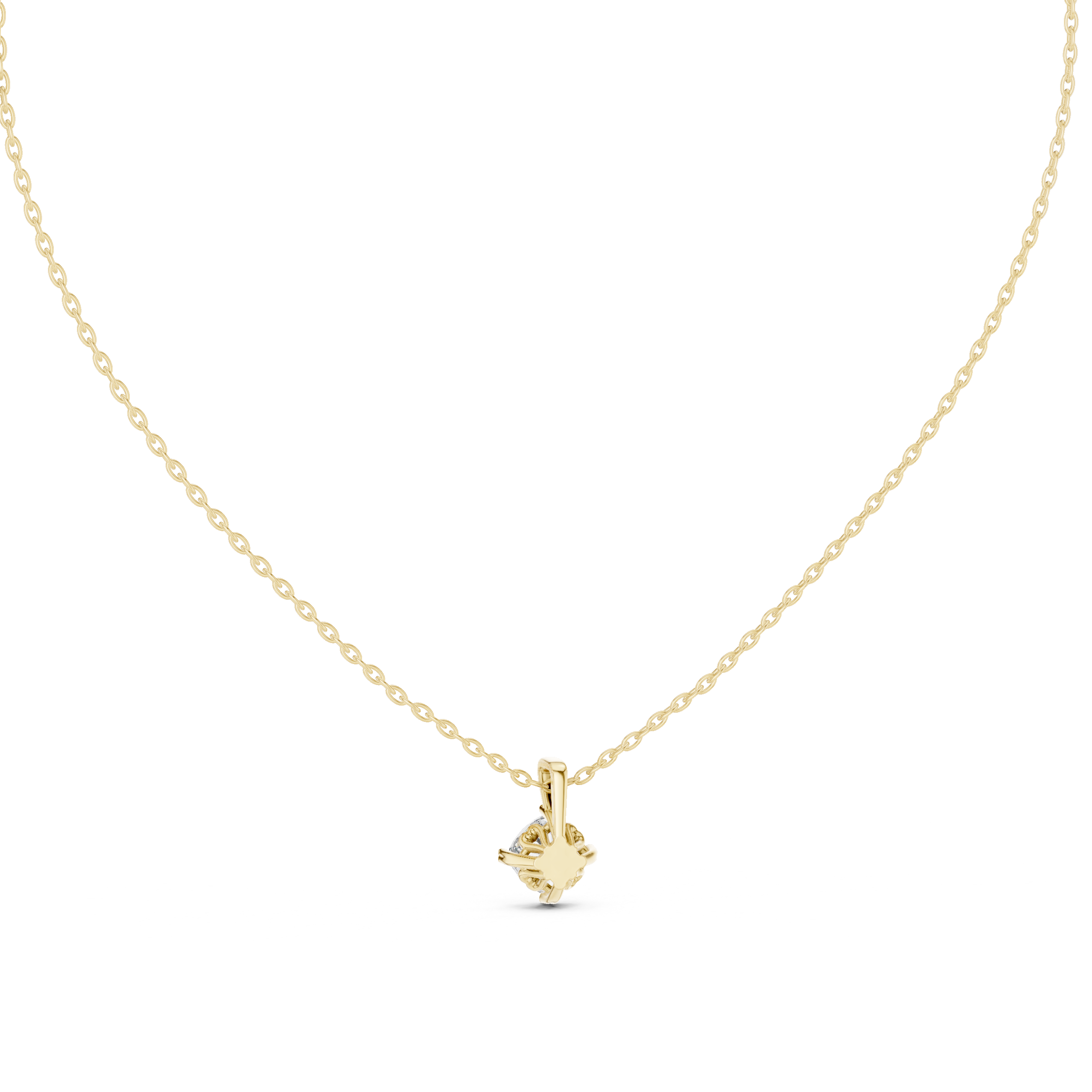 A round brilliant-cut diamond solitaire pendant.