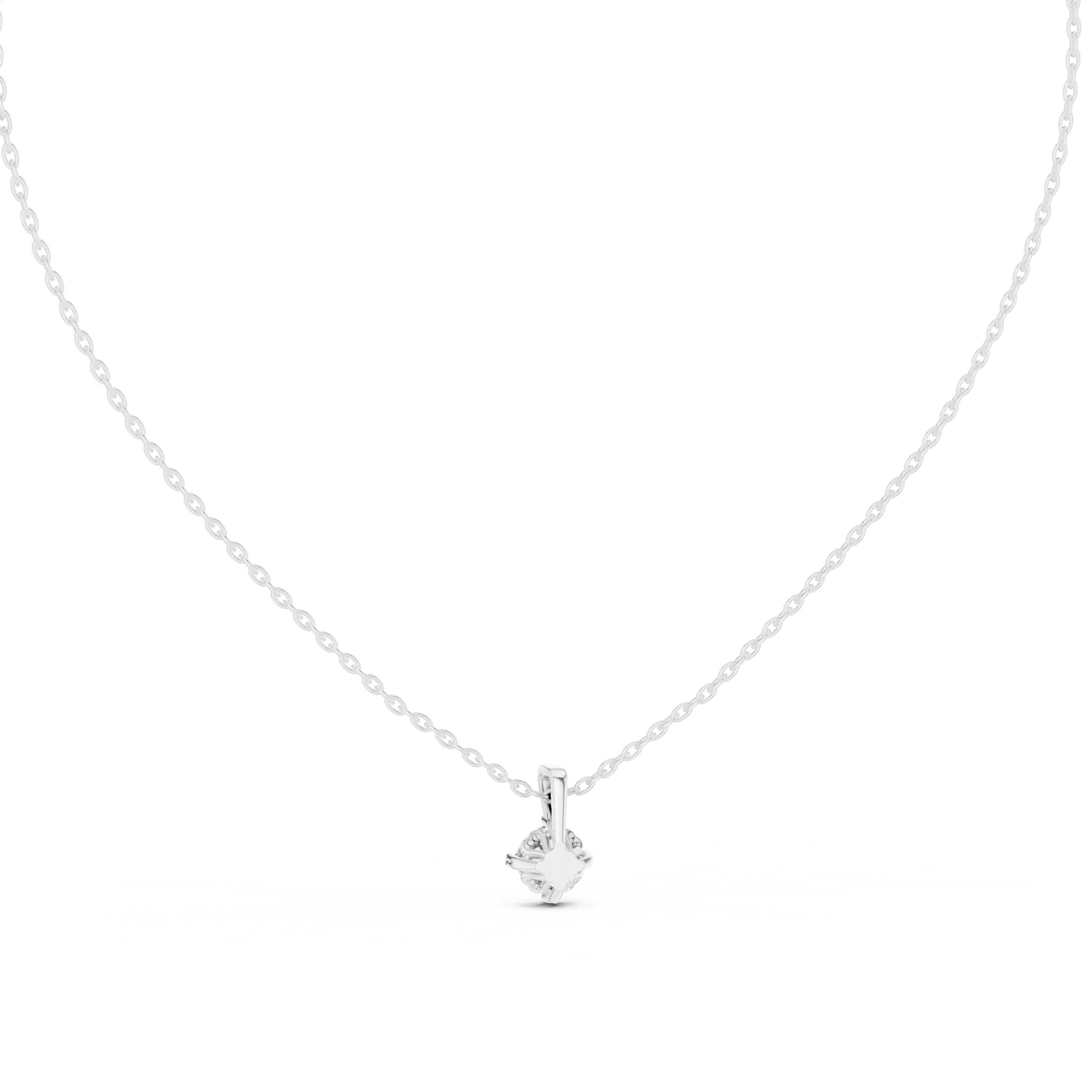 round brilliant-cut diamond solitaire pendant in a six-prong setting.