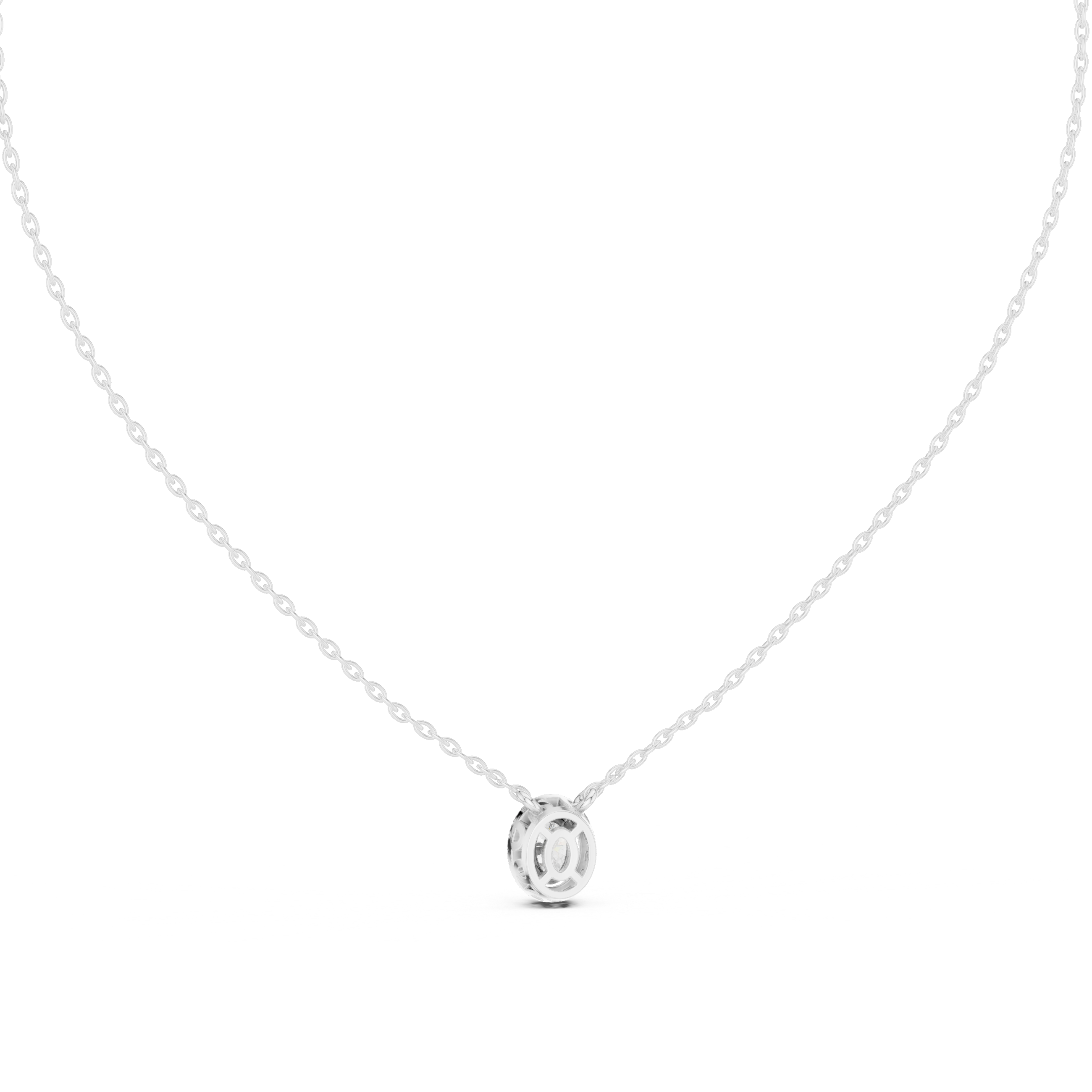 oval-cut diamond surrounded by a halo of smaller diamonds.