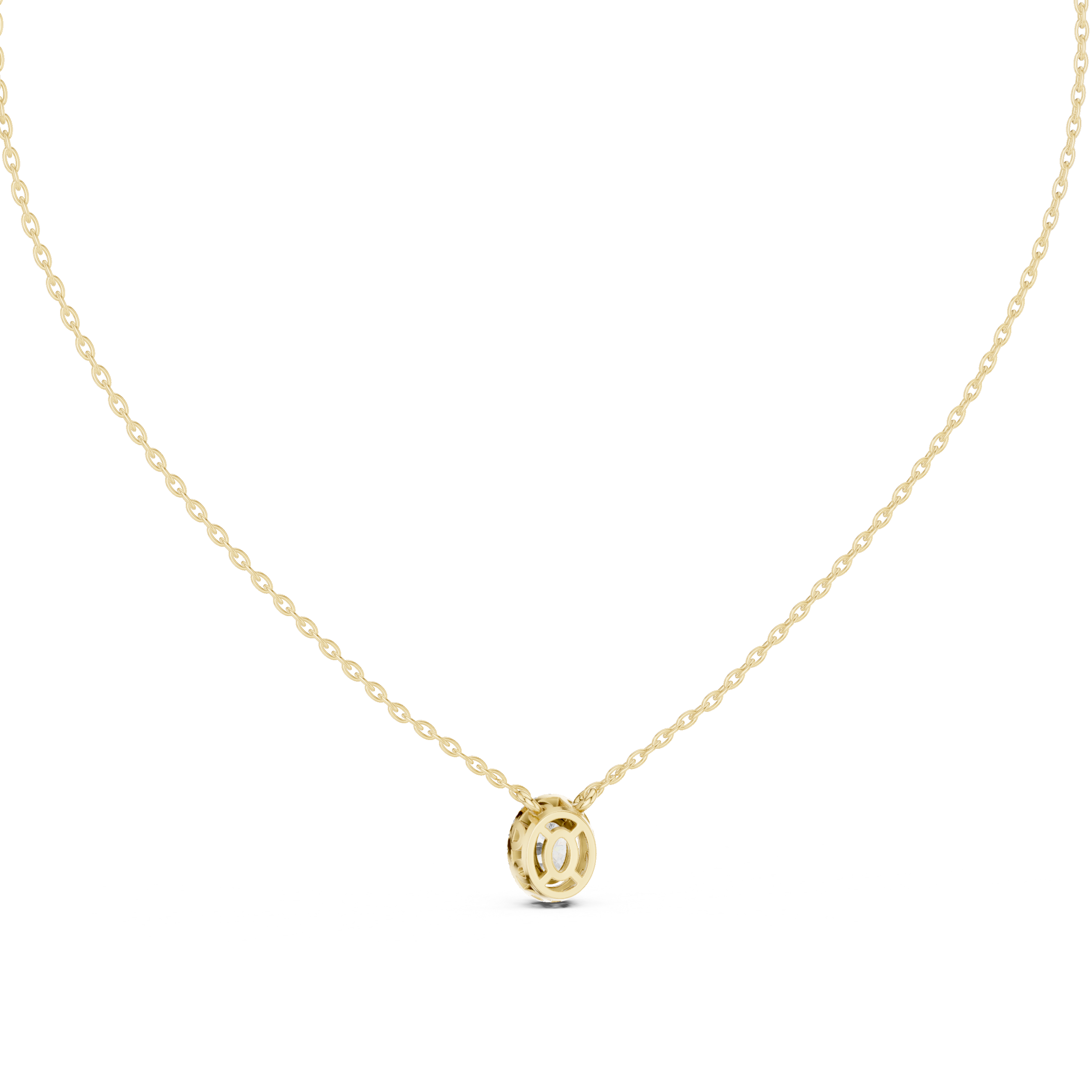 oval-cut diamond surrounded by a halo of smaller diamonds.