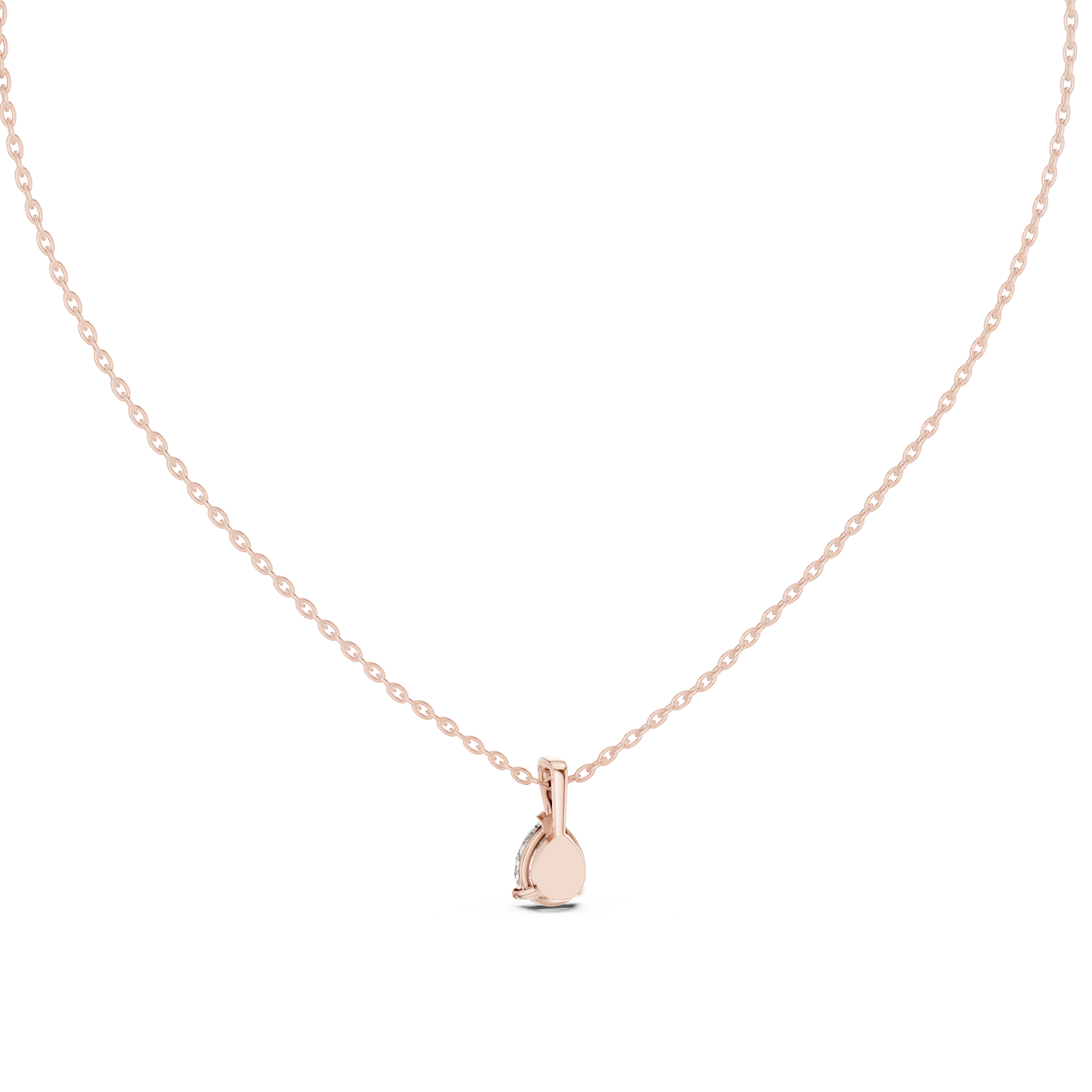 Pear-shaped diamond solitaire pendant in a three-prong setting.