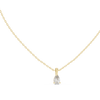 pear-shaped diamond pendant with a sleek, modern bail and three-prong setting.
