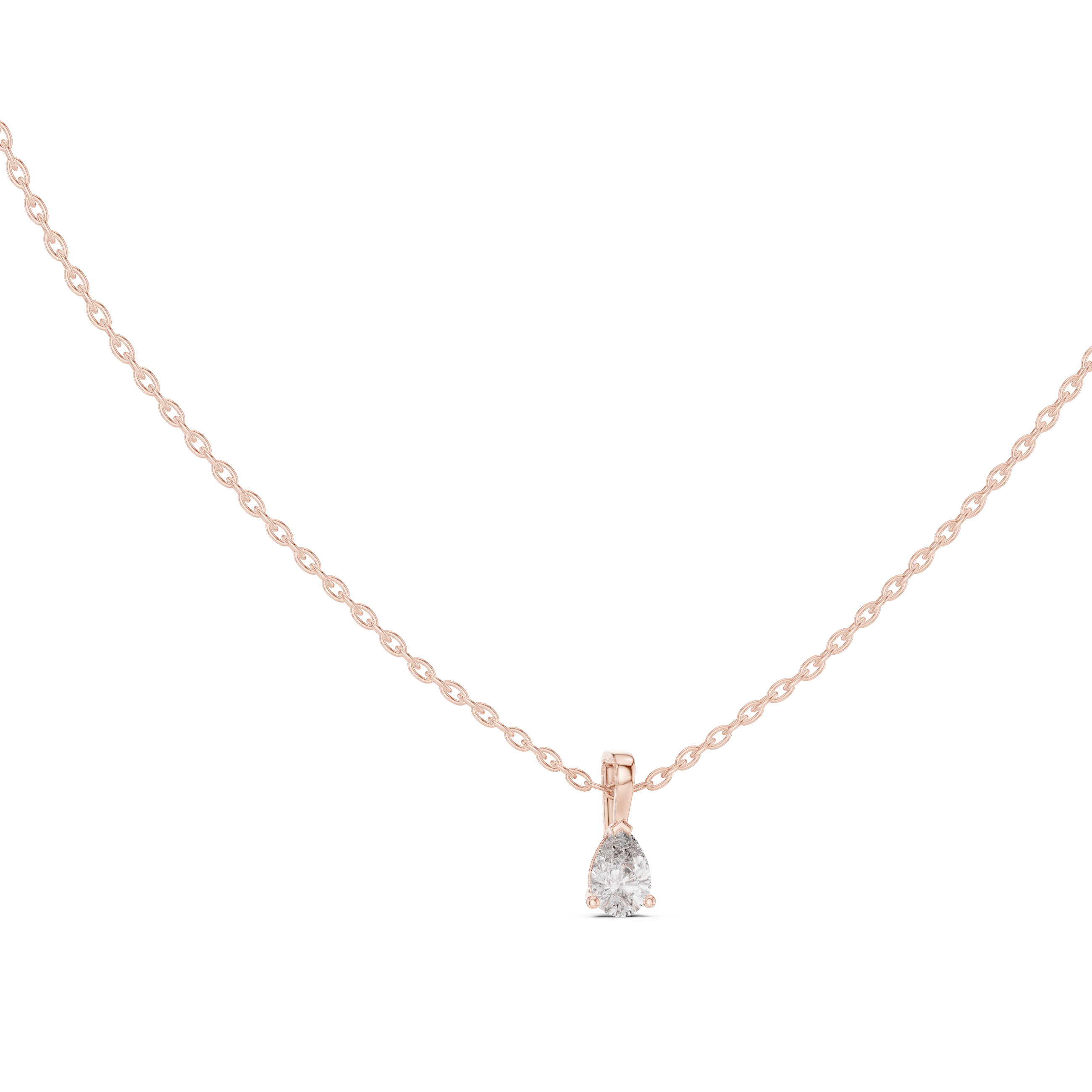 Brilliant pear-shaped diamond cradled in a minimalist