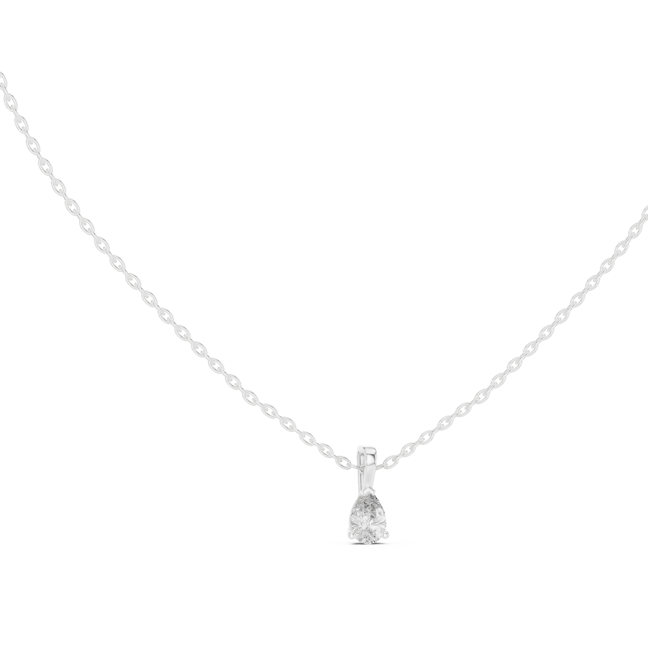 Brilliant pear-shaped diamond cradled in a minimalist