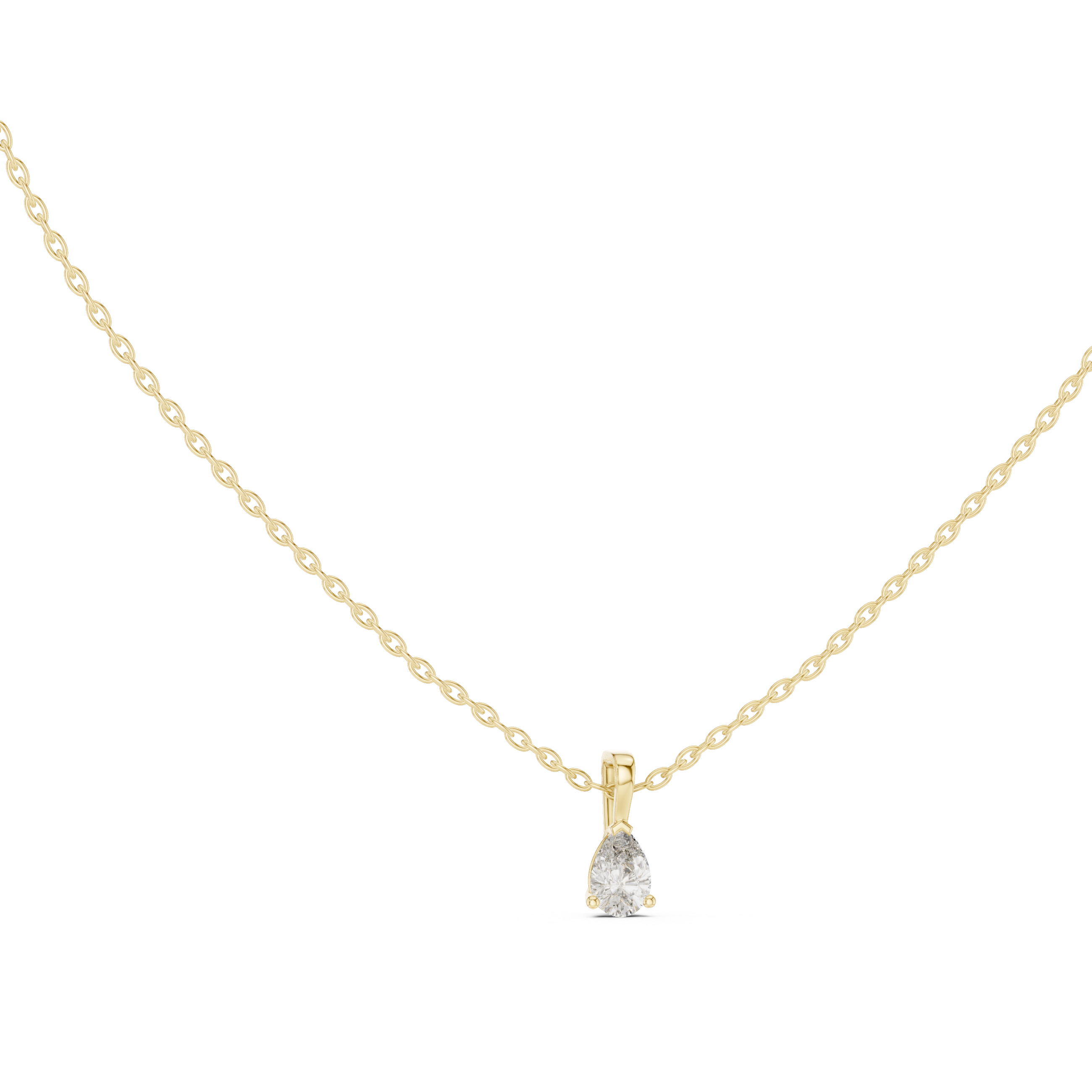 Brilliant pear-shaped diamond cradled in a minimalist