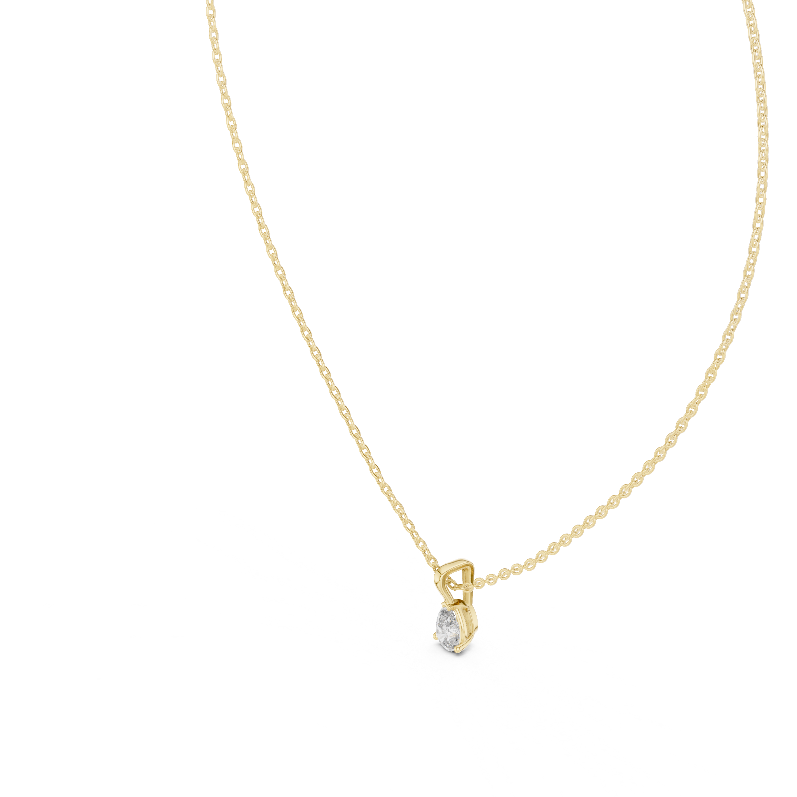 Brilliant pear-shaped diamond cradled in a minimalist