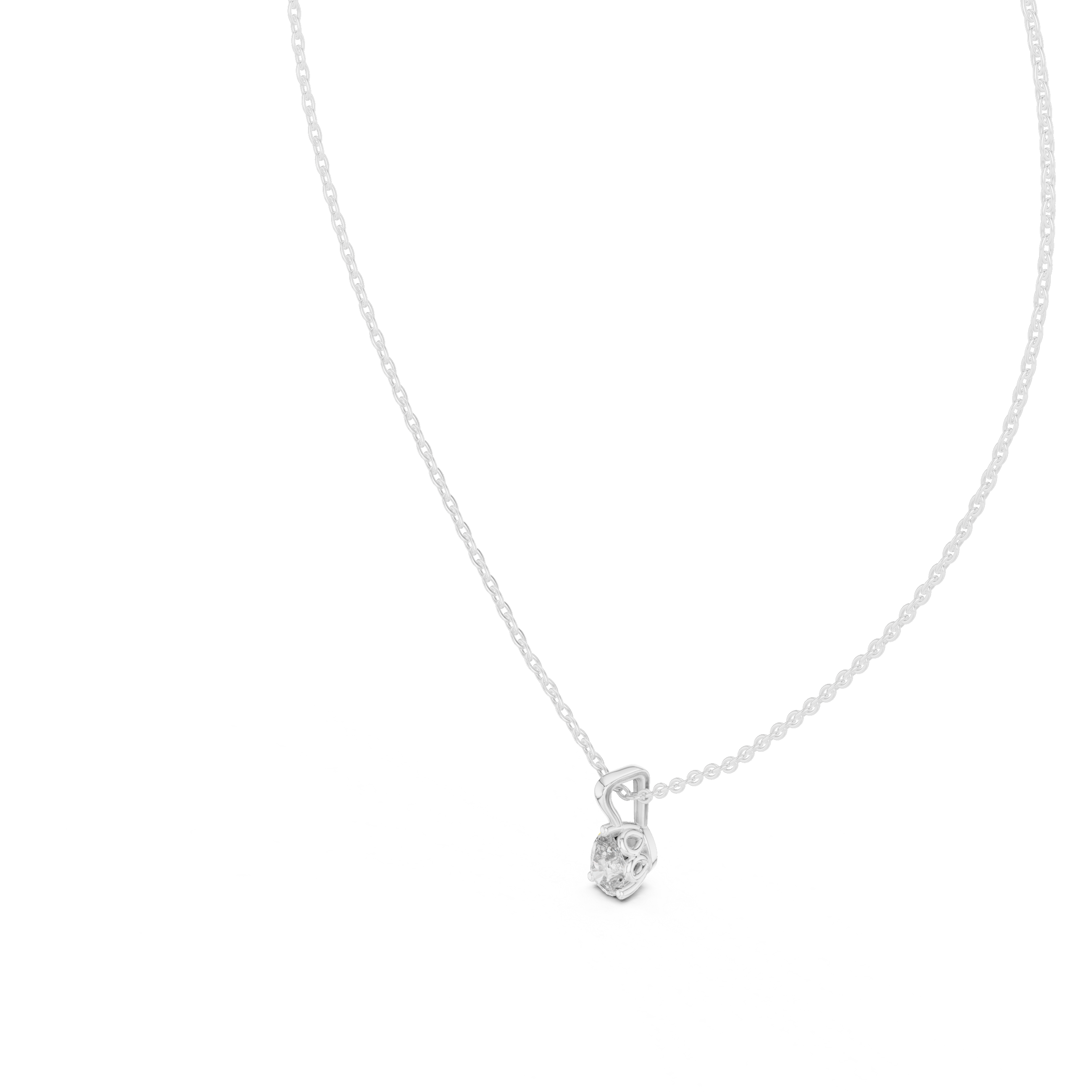 Exquisite pear-shaped diamond pendant with a refined three-prong setting and polished bail.