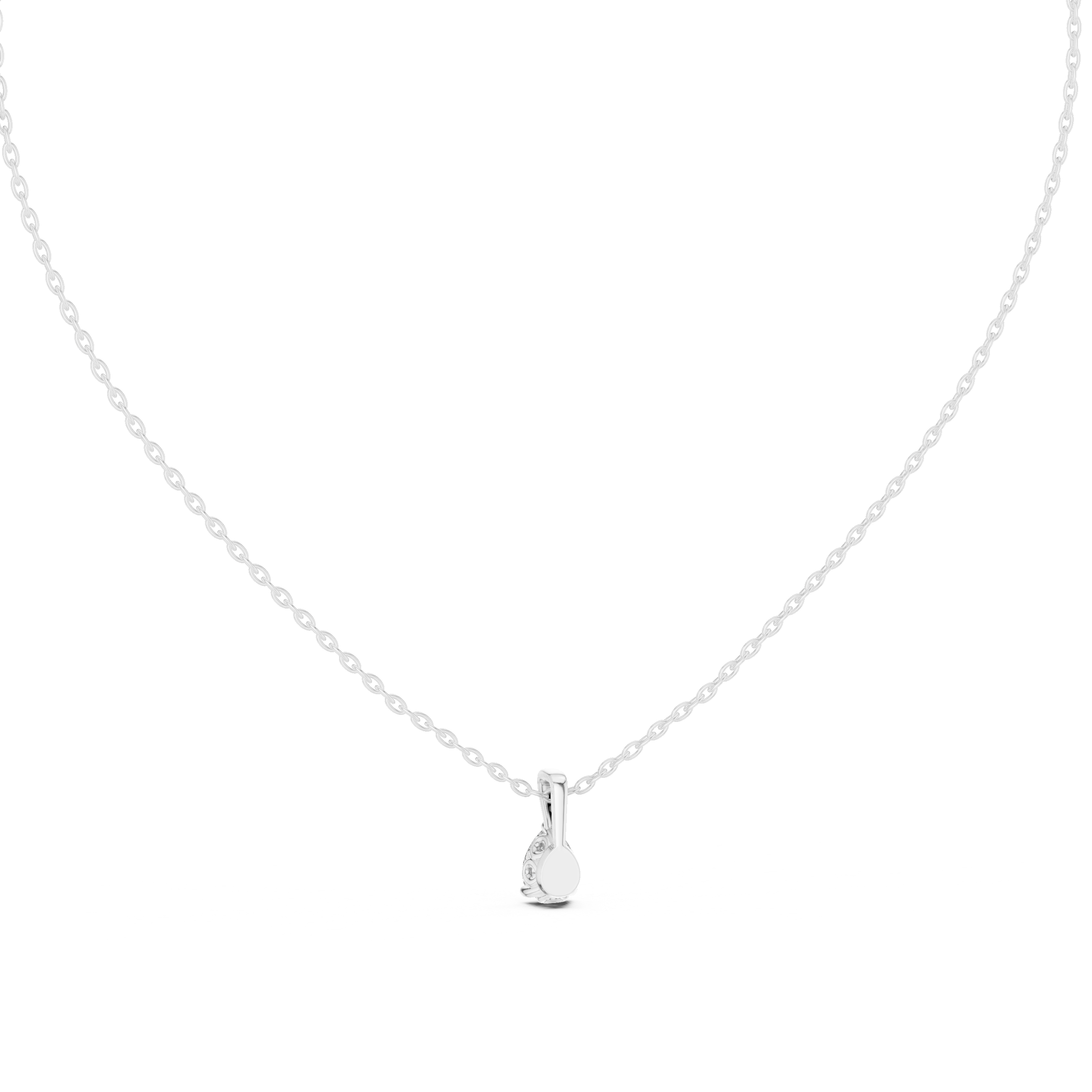 Exquisite pear-shaped diamond pendant with a refined three-prong setting and polished bail.