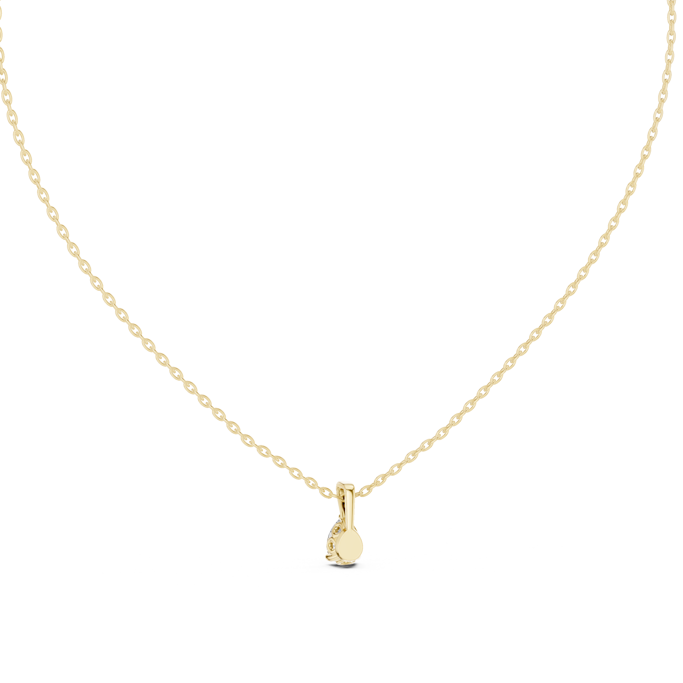 Exquisite pear-shaped diamond pendant with a refined three-prong setting and polished bail.